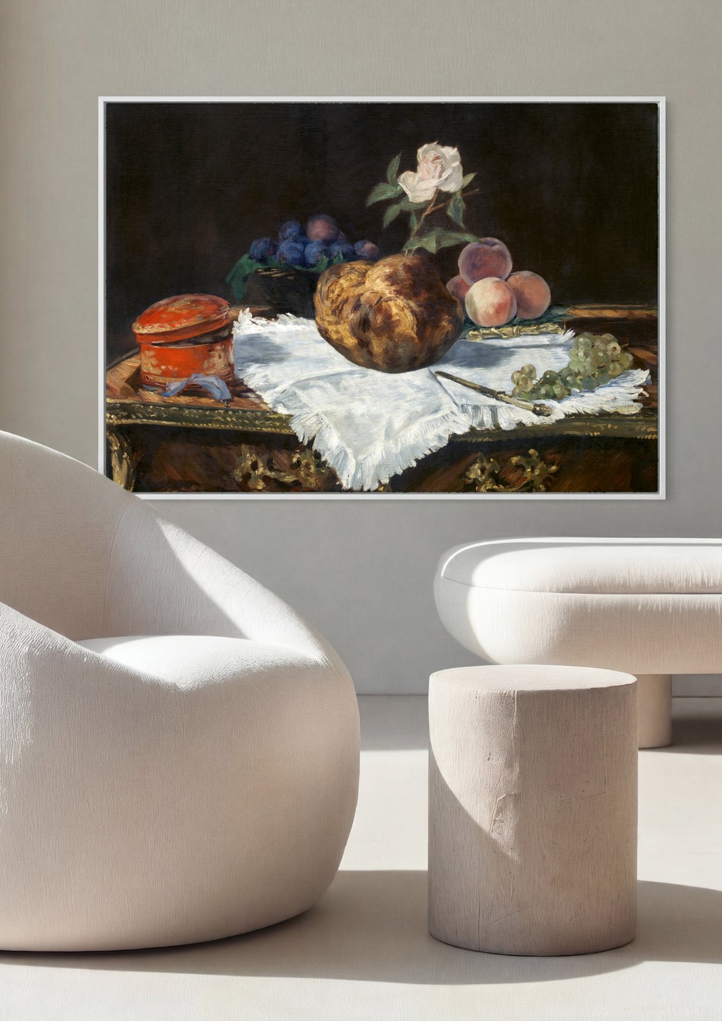 Quadro Decorativo A Cesta de Pão - Manet em ambiente decorado