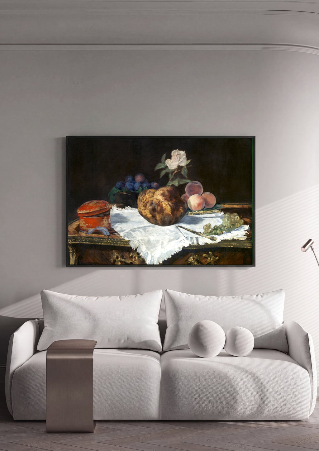 Quadro Decorativo A Cesta de Pão - Manet em ambiente decorado