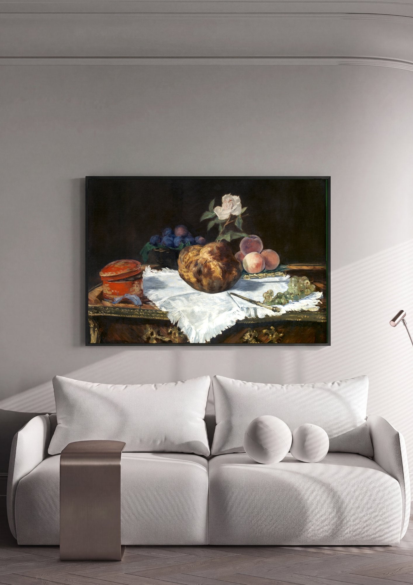Quadro Decorativo A Cesta de Pão - Manet em ambiente decorado
