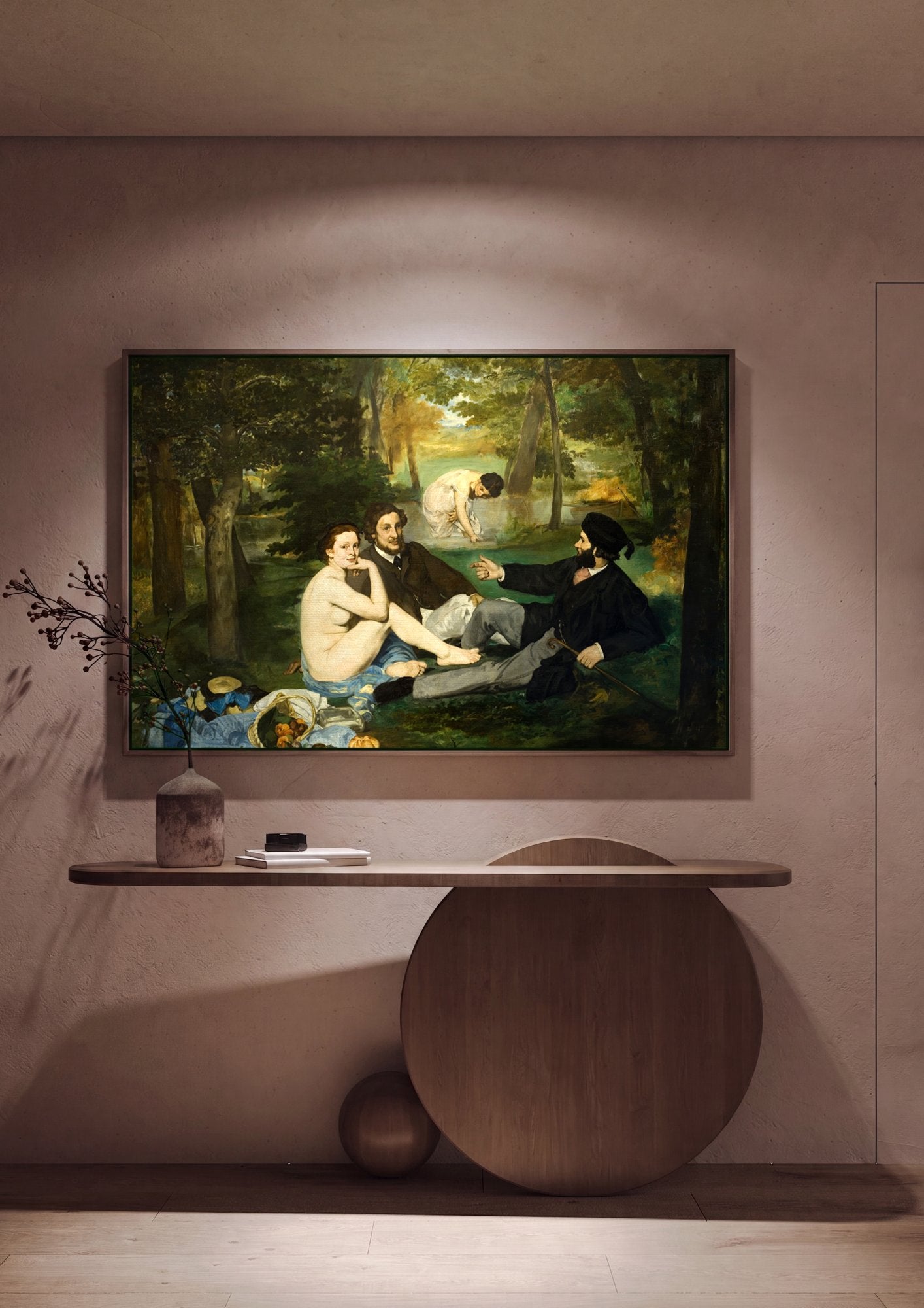 Quadro Decorativo Almoço na Relva - Manet em ambiente decorado