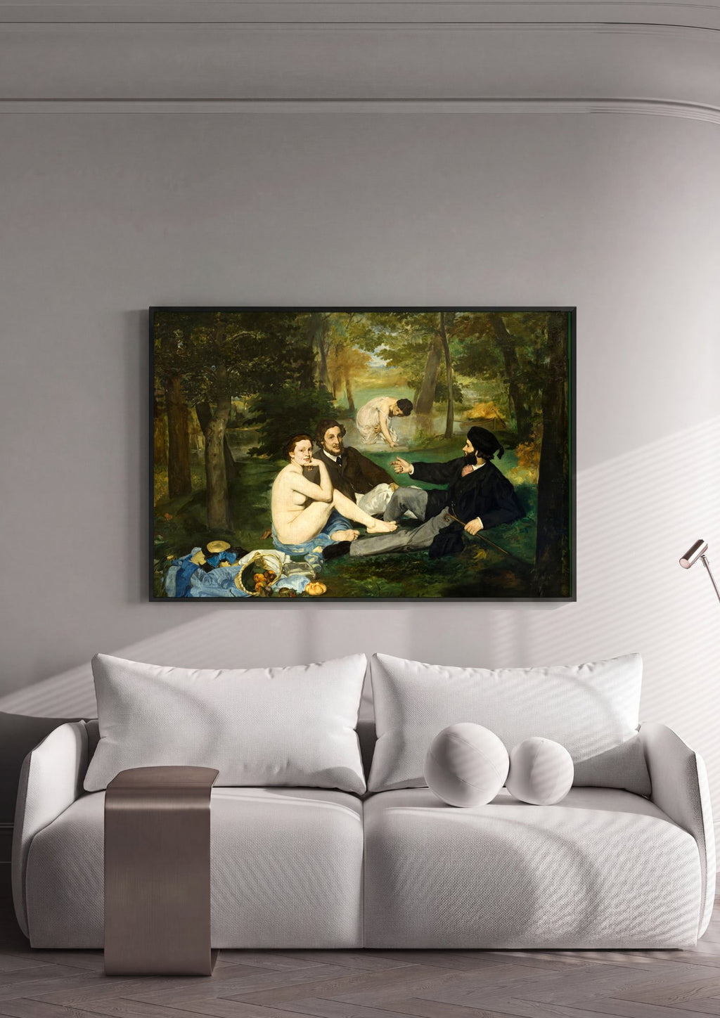 Quadro Decorativo Almoço na Relva - Manet em ambiente decorado