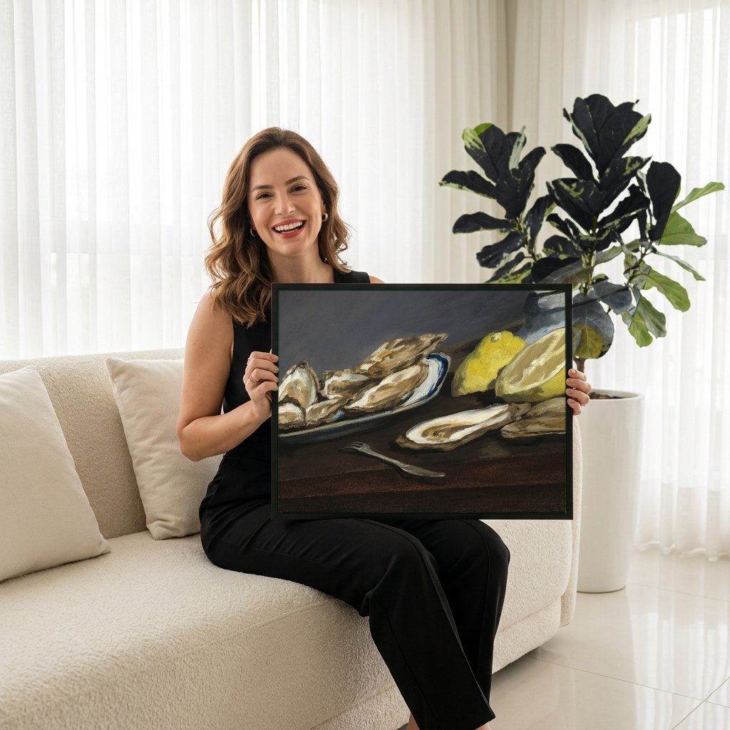 Quadro Decorativo Ostras - Edouard Manet com modelo em ambiente