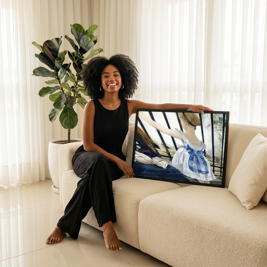 Quadro Decorativo A Ferrovia - Manet com modelo em ambiente