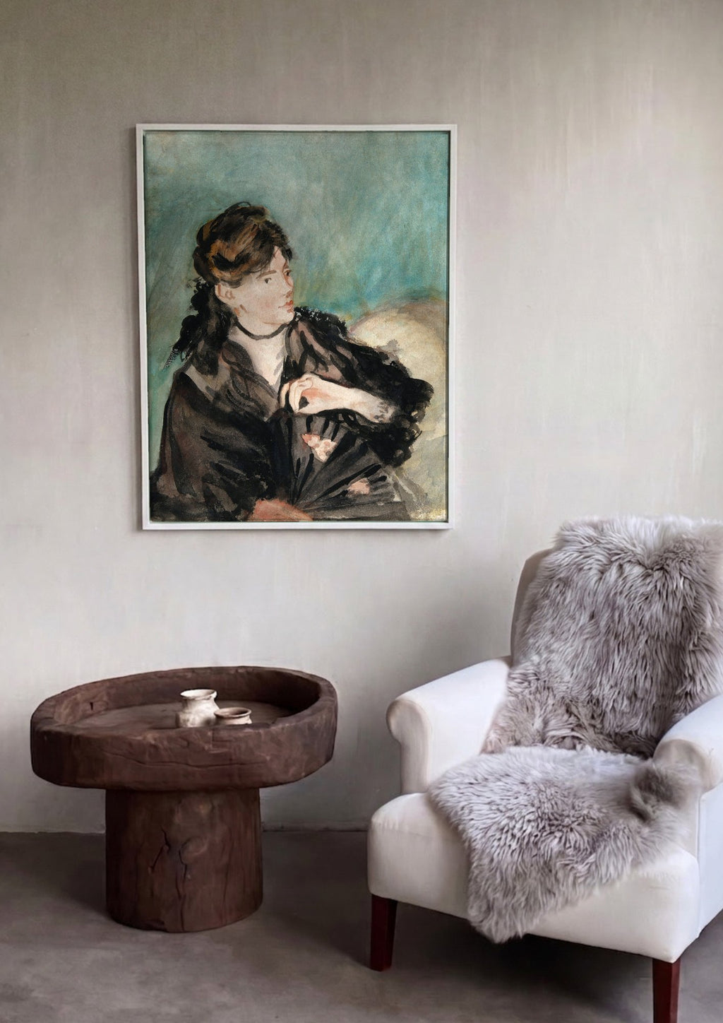 Quadro Decorativo Mulher com Leque - Manet em ambiente decorado