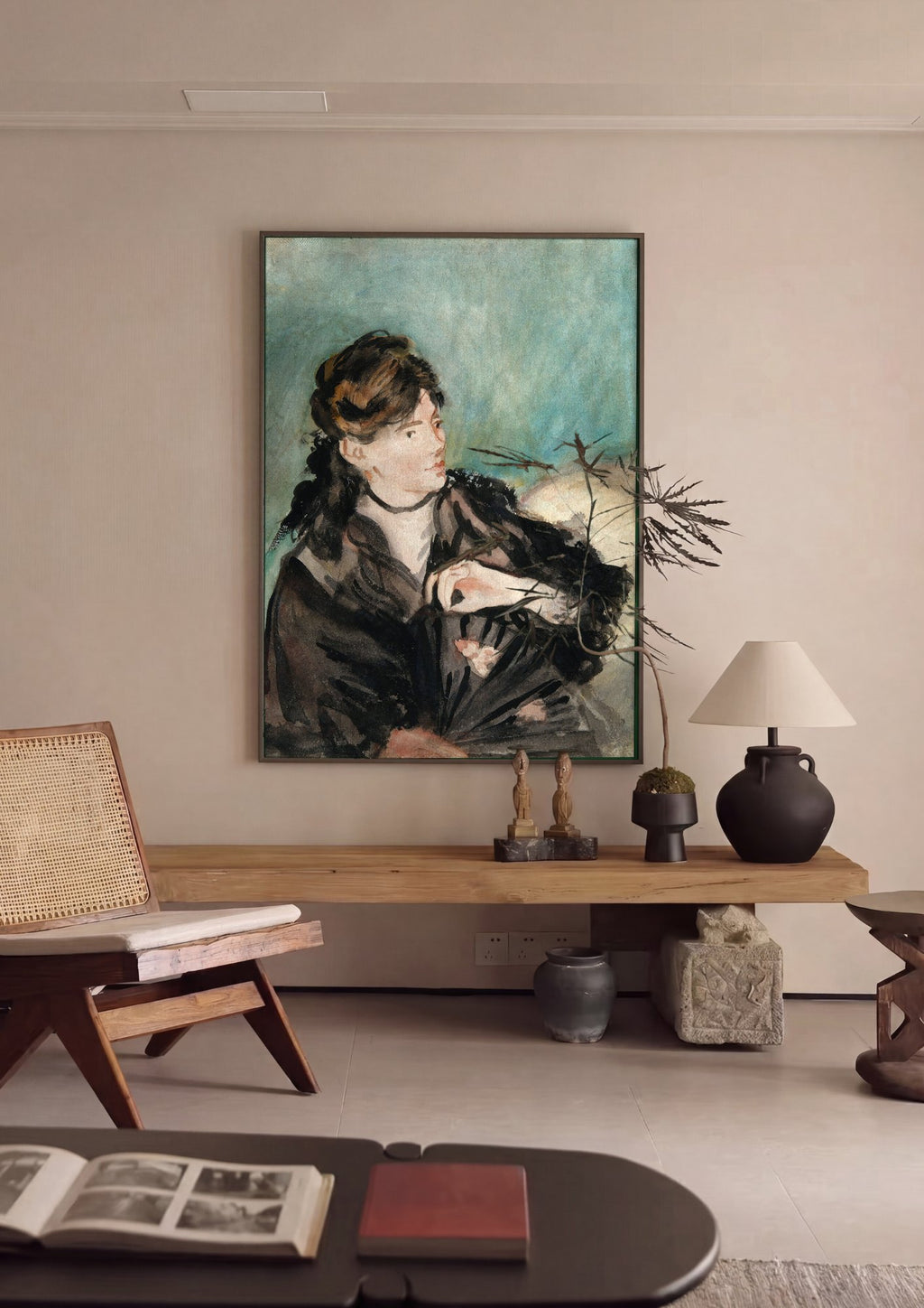Quadro Decorativo Mulher com Leque - Manet em ambiente decorado