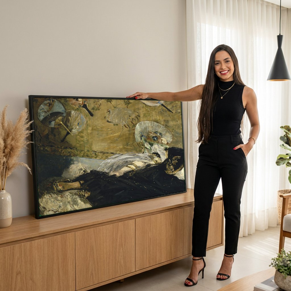 Quadro Decorativo Nana - Edouard Manet com modelo em ambiente