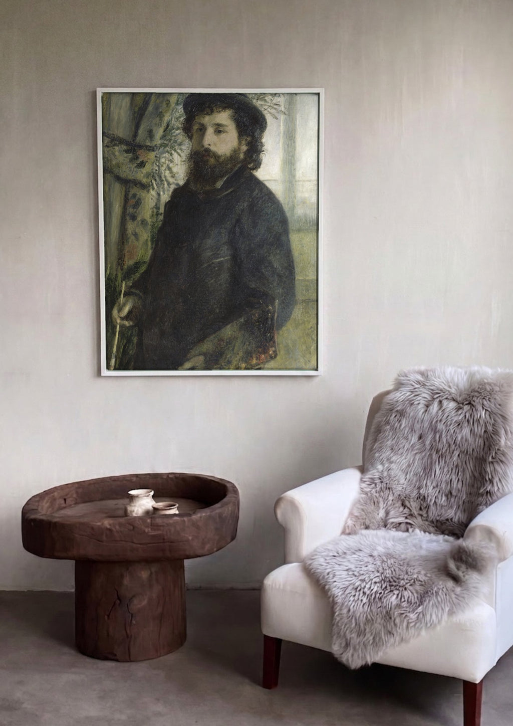 Quadro Decorativo Autorretrato de Monet - Claude Monet em ambiente decorado