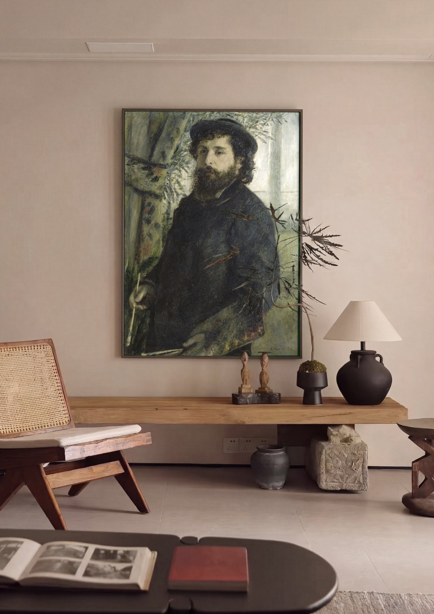 Quadro Decorativo Autorretrato de Monet - Claude Monet em ambiente decorado