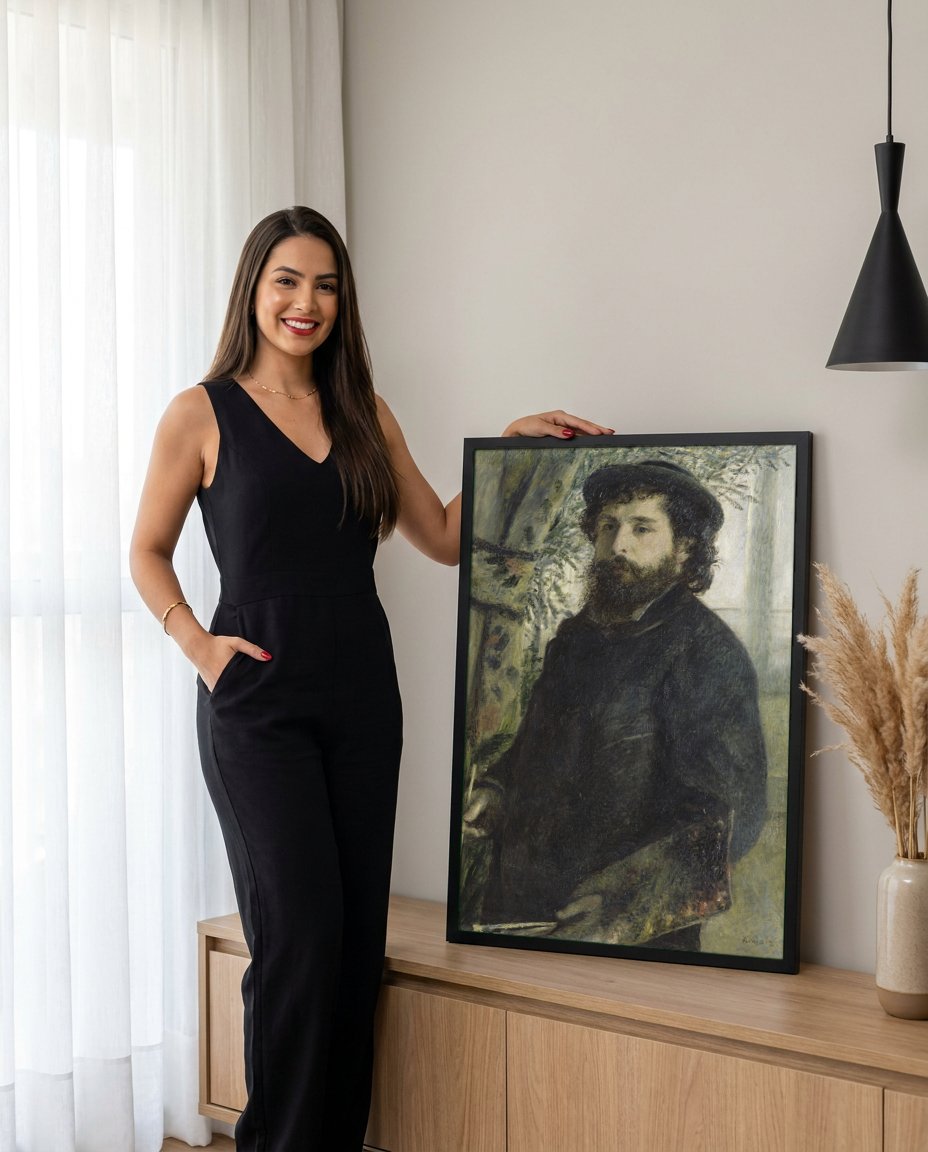 Quadro Decorativo Autorretrato de Monet - Claude Monet com modelo em ambiente