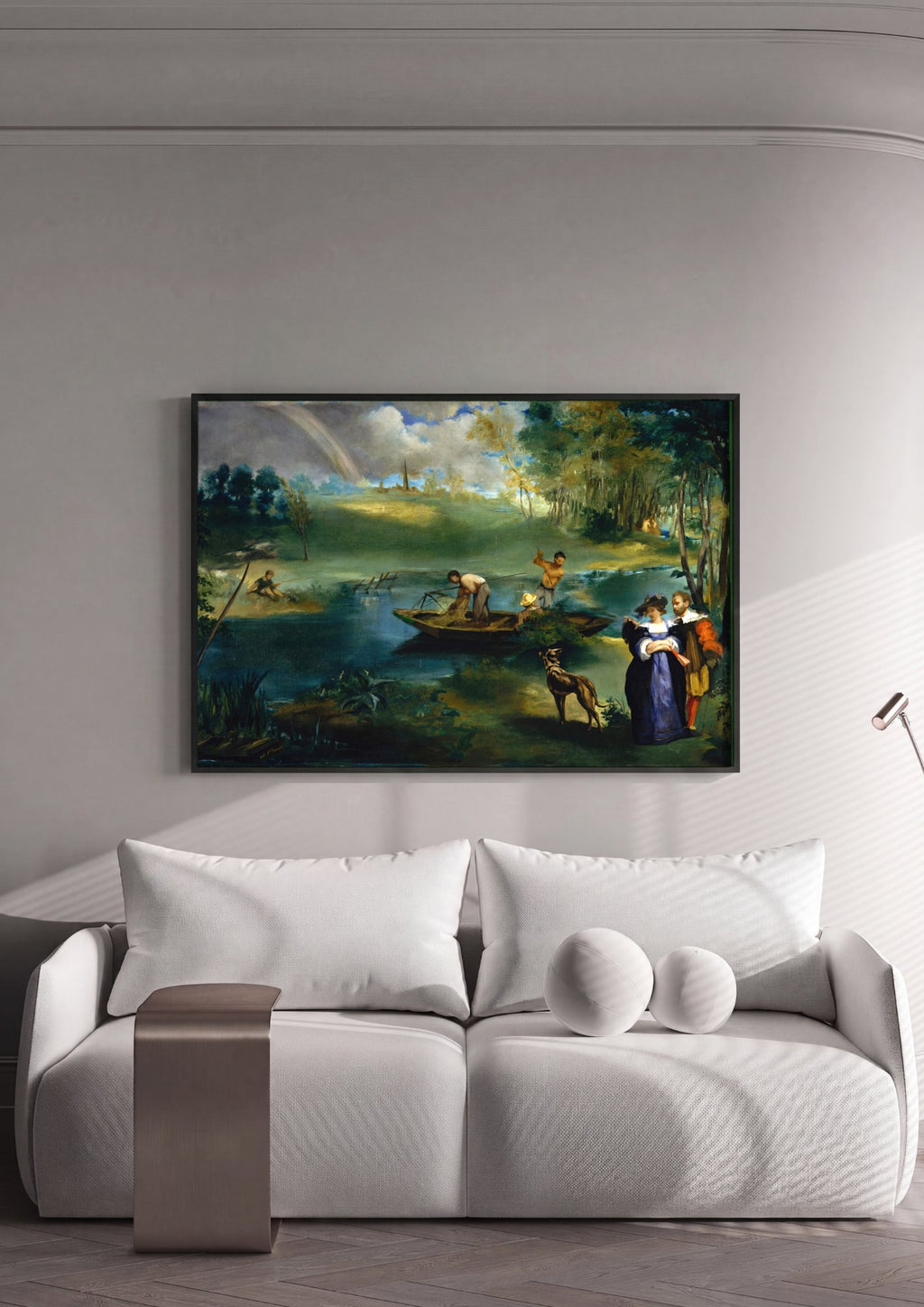 Quadro Decorativo A Pesca (O Rio) - Manet em ambiente decorado