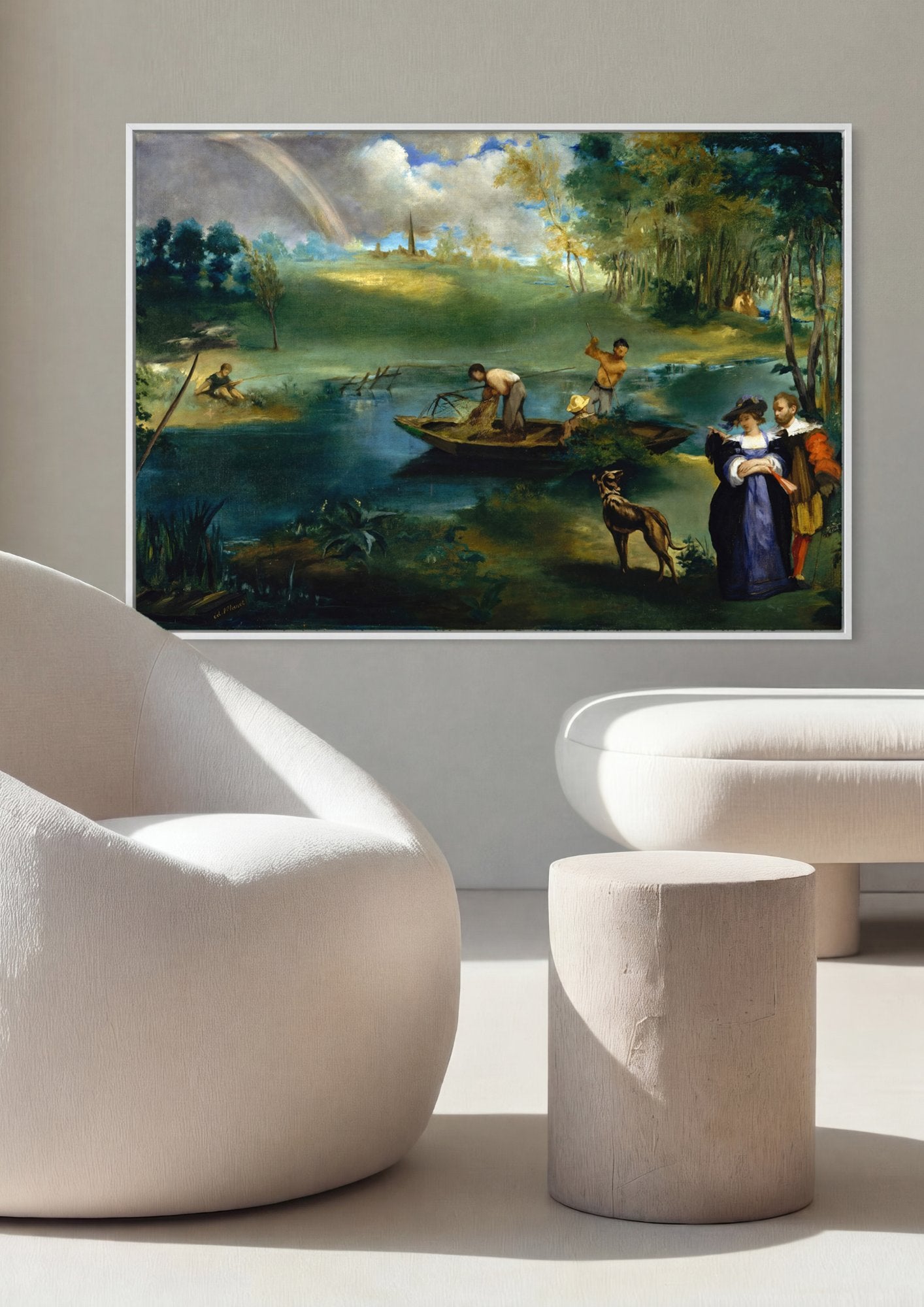 Quadro Decorativo A Pesca (O Rio) - Manet em ambiente decorado