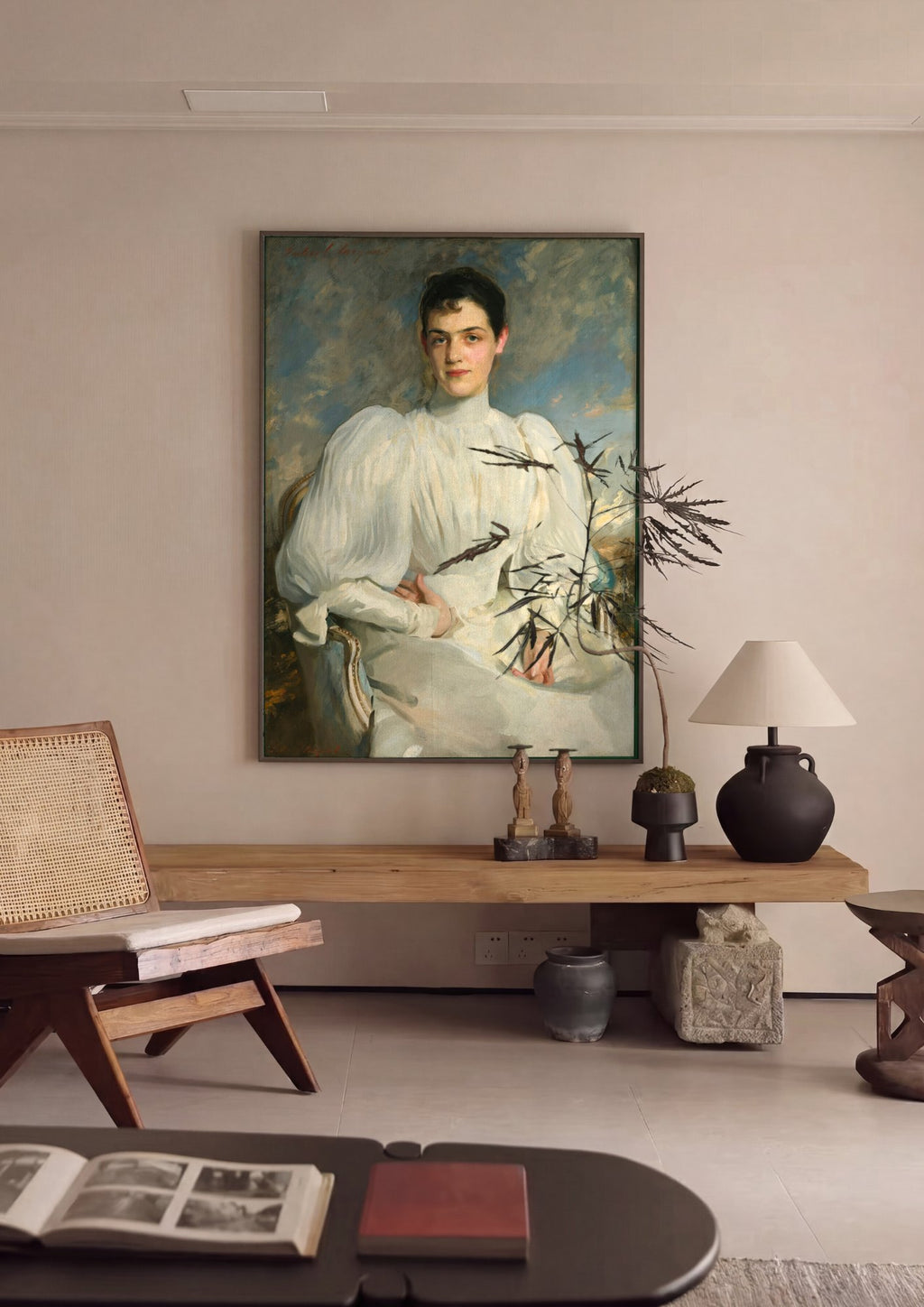 Quadro Decorativo Retrato de Lady Agnew de Lochnaw - John Singer Sargent em ambiente decorado