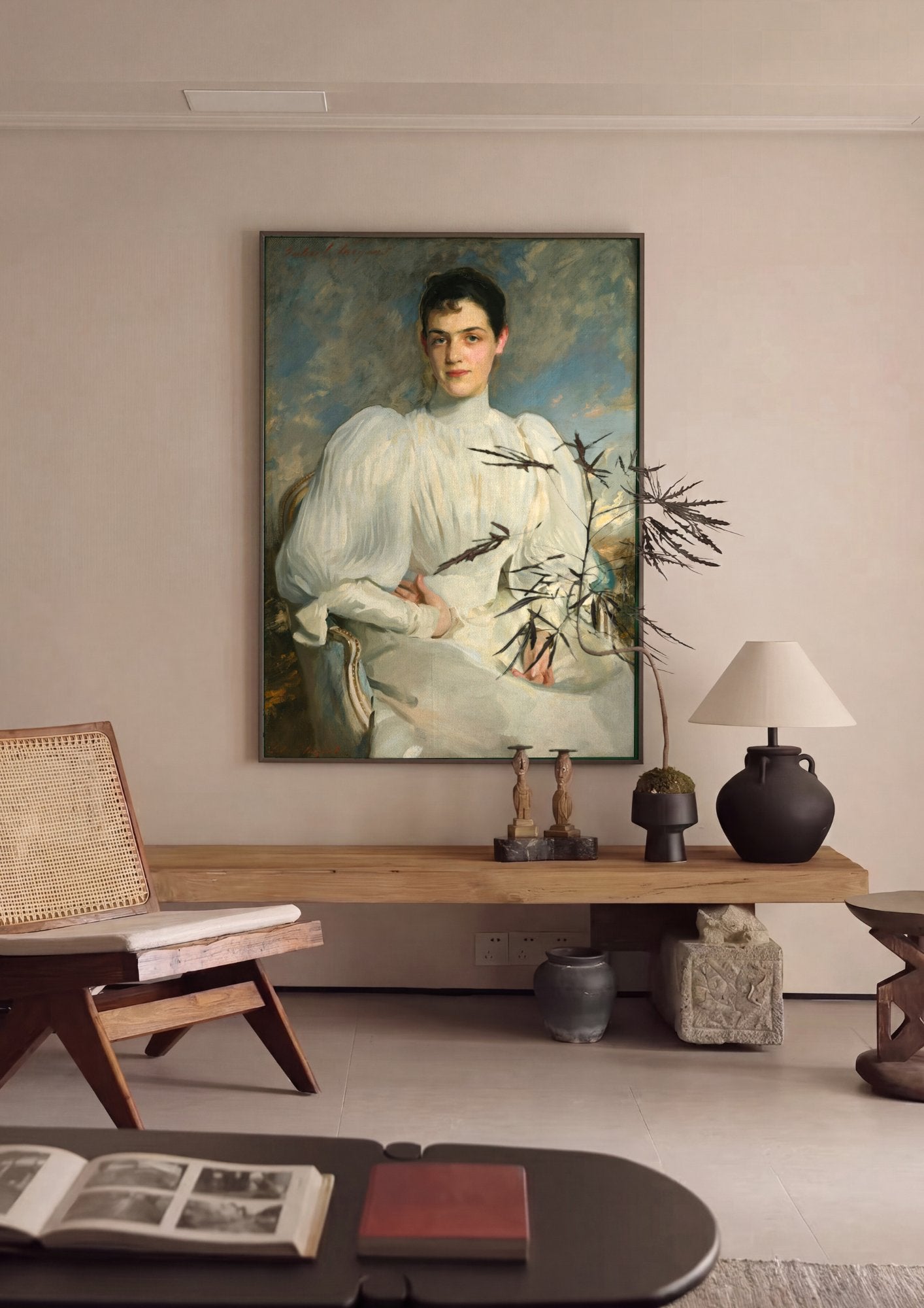 Quadro Decorativo Retrato de Lady Agnew de Lochnaw - John Singer Sargent em ambiente decorado