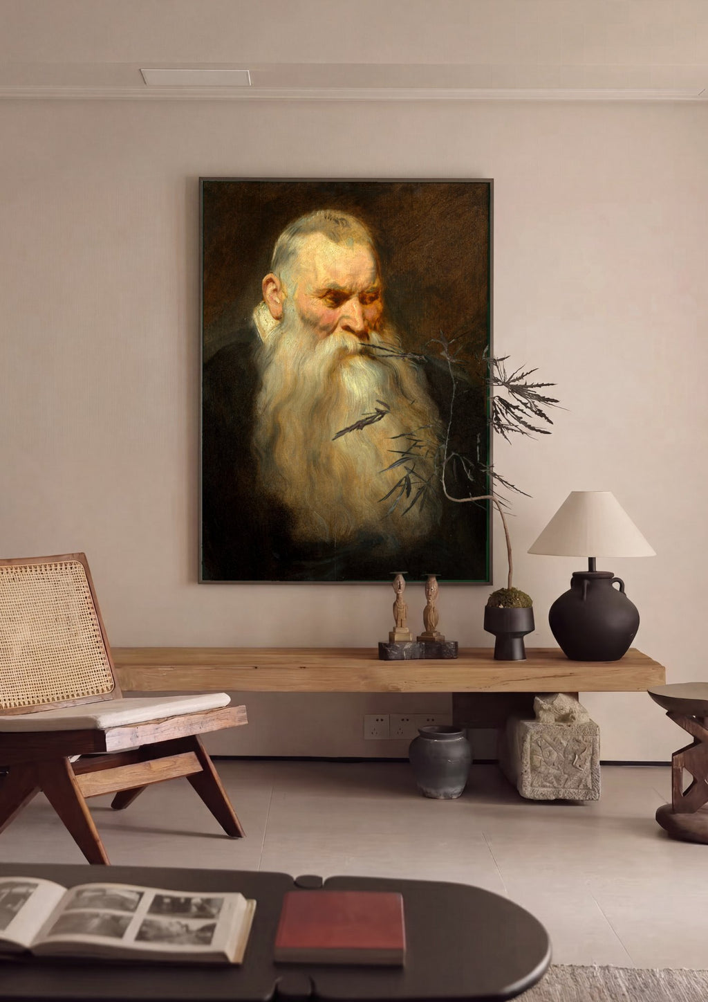 Quadro Decorativo Homem com Barba Longa - Van Dyck em ambiente decorado