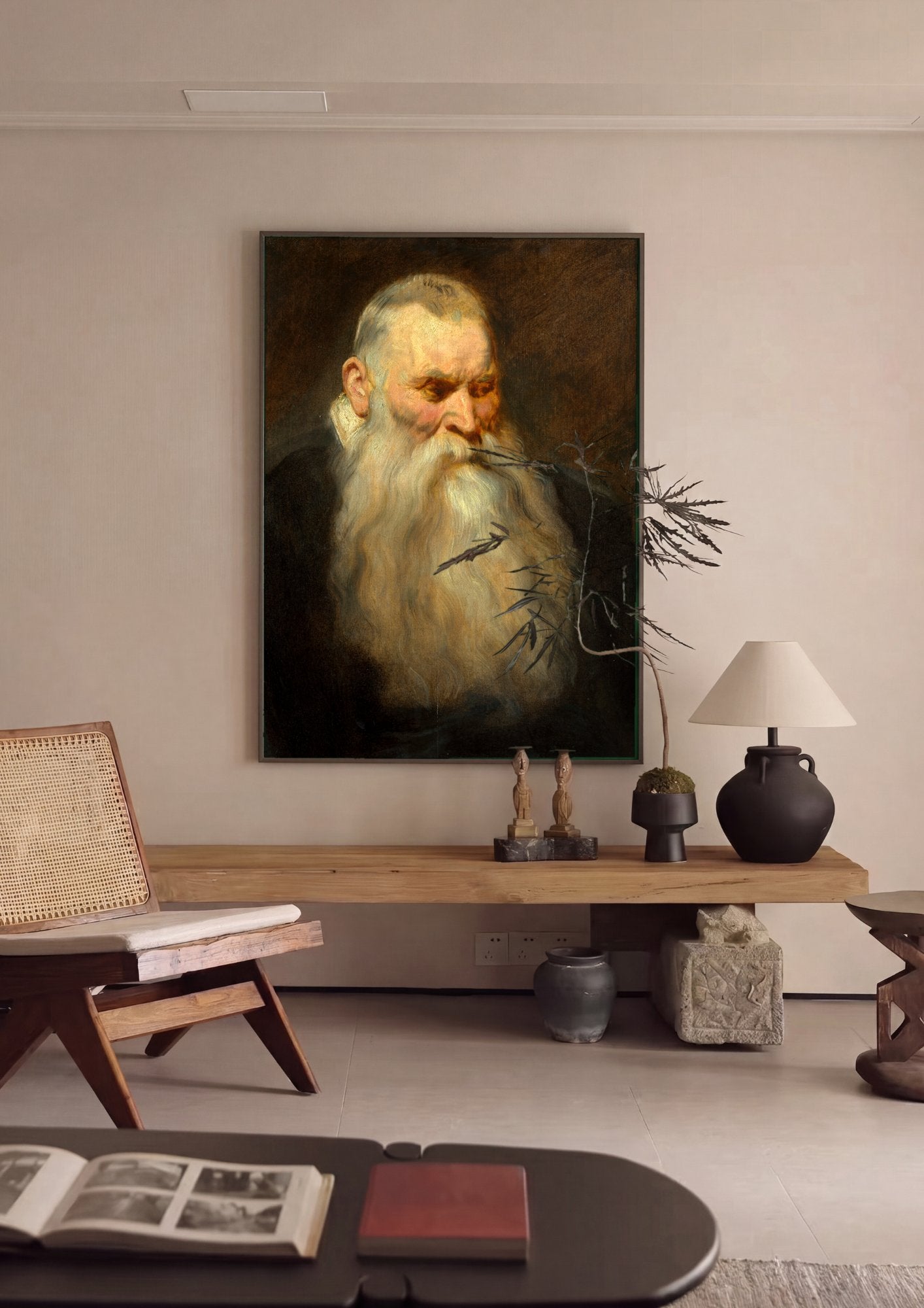 Quadro Decorativo Homem com Barba Longa - Van Dyck em ambiente decorado