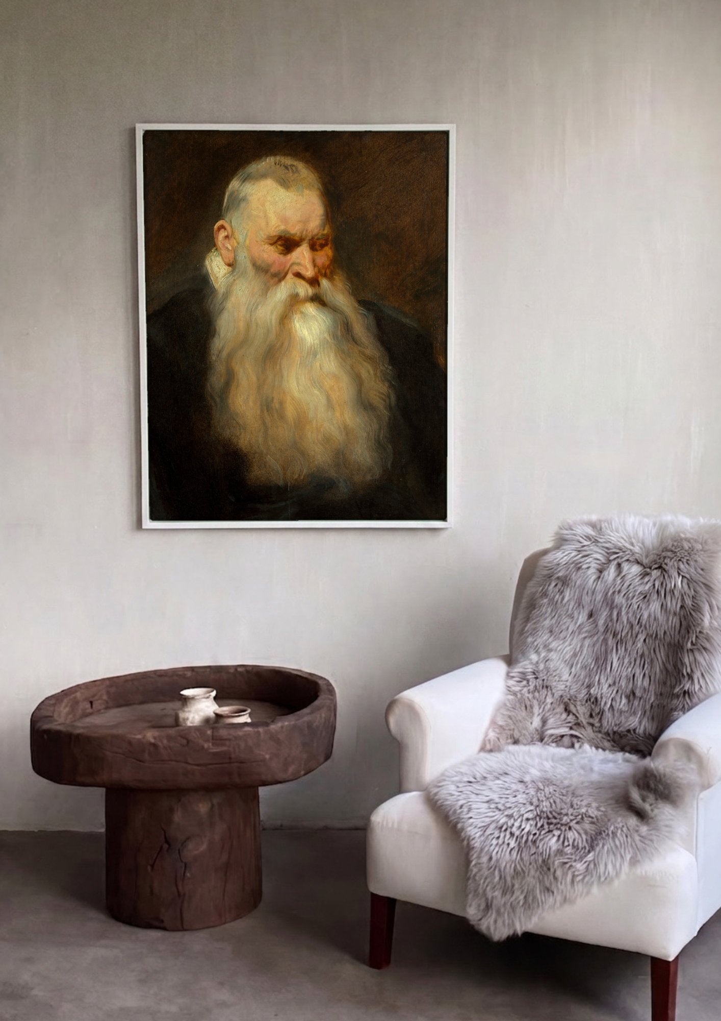 Quadro Decorativo Homem com Barba Longa - Van Dyck em ambiente decorado