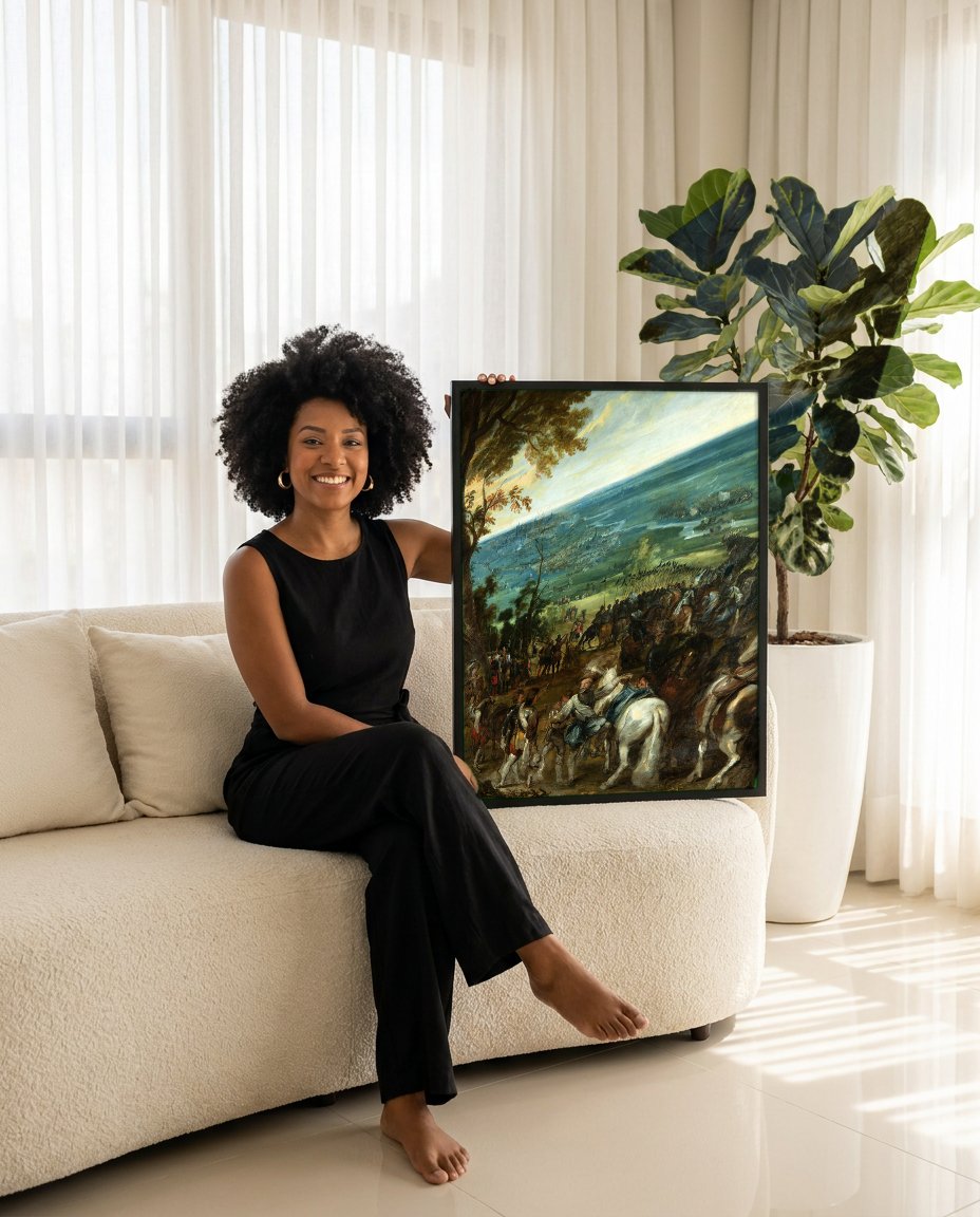 Quadro Decorativo A Batalha de Nördlingen - Rubens com modelo em ambiente