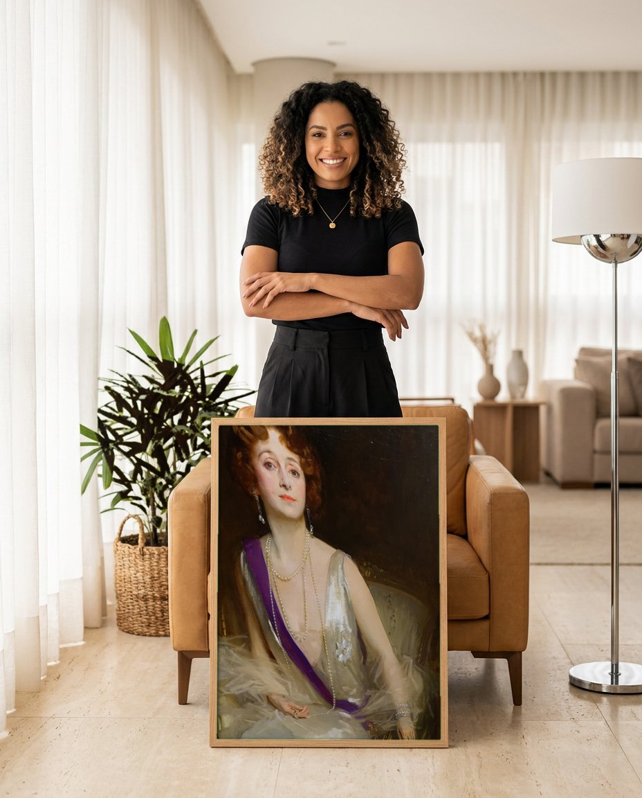 Quadro Decorativo Lady Curzon - John Singer Sargent com modelo em ambiente
