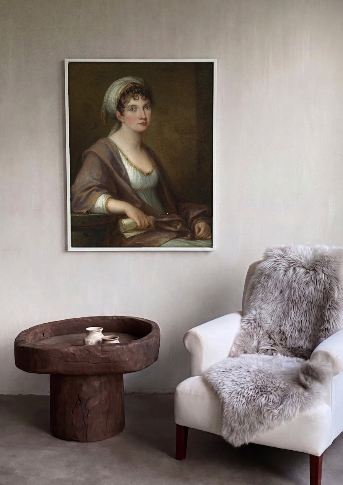 Quadro Decorativo Retrato de Mulher - Angelica Kauffmann em ambiente decorado