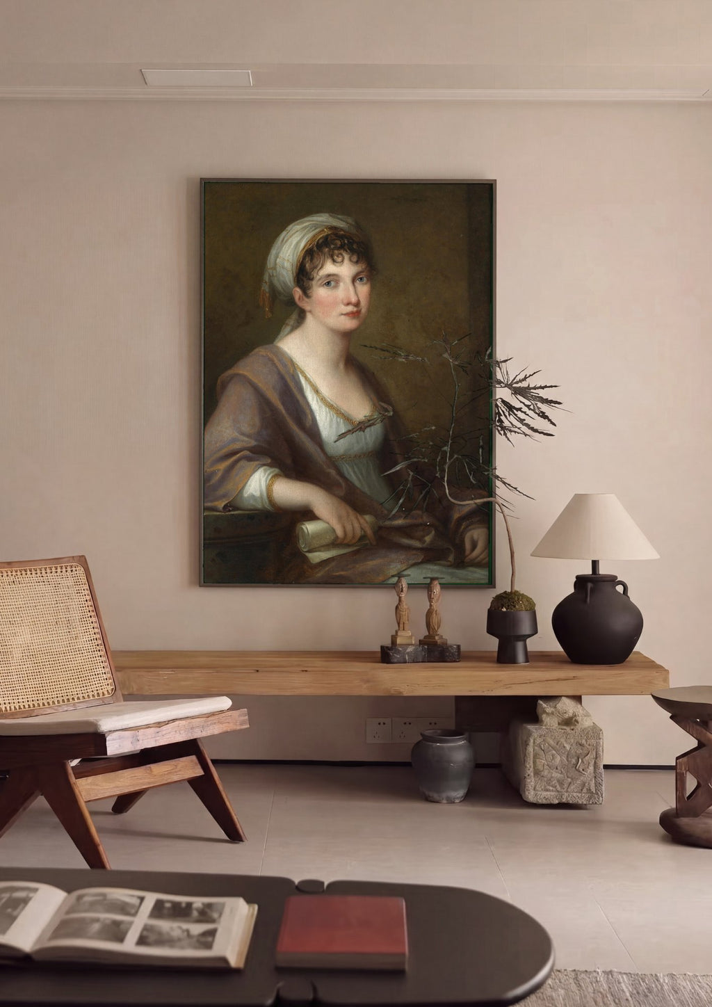 Quadro Decorativo Retrato de Mulher - Angelica Kauffmann em ambiente decorado