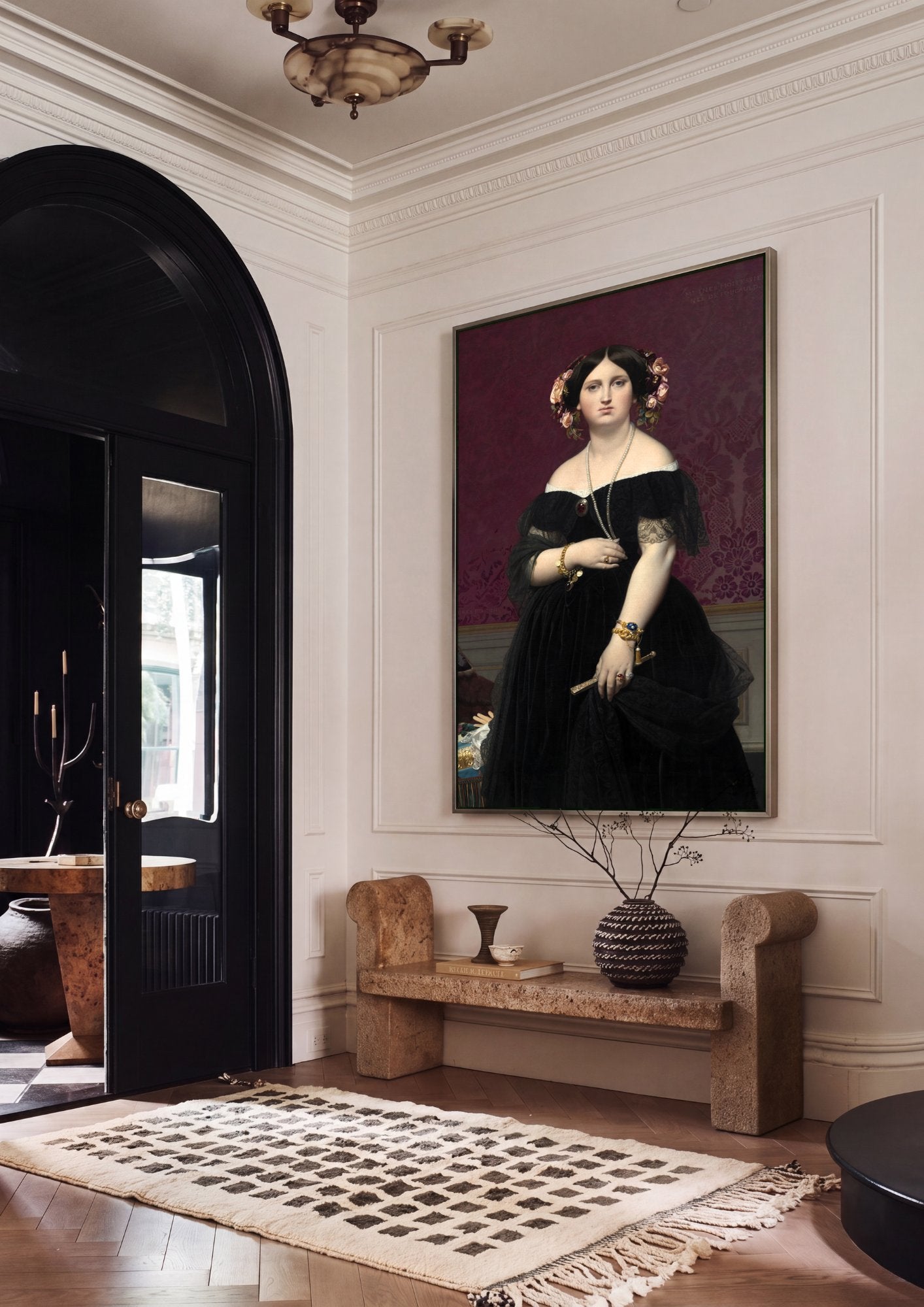 Quadro Decorativo Madame Moitessier - Ingres em ambiente decorado