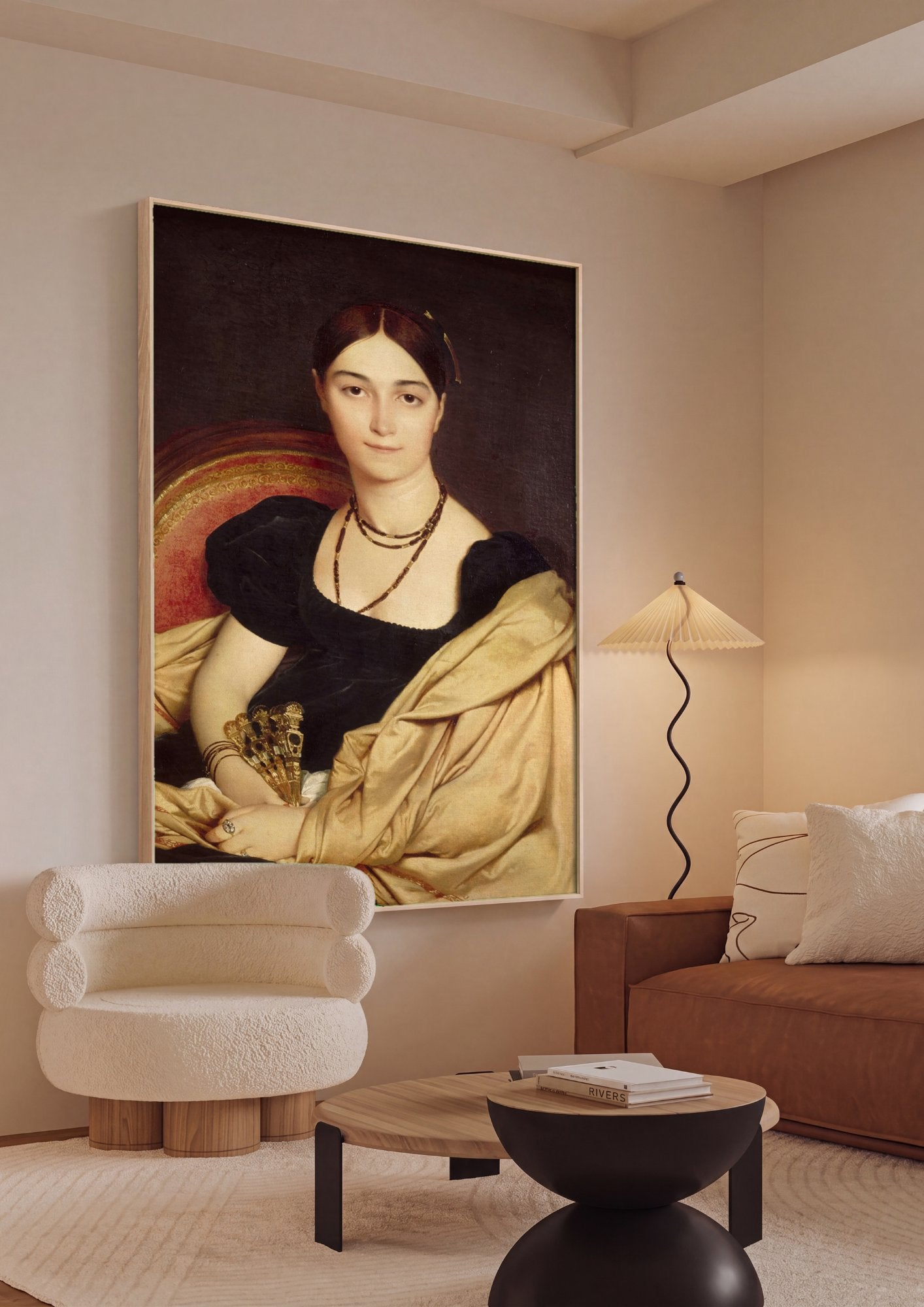 Quadro Decorativo Retrato de Mulher - Ingres em ambiente decorado