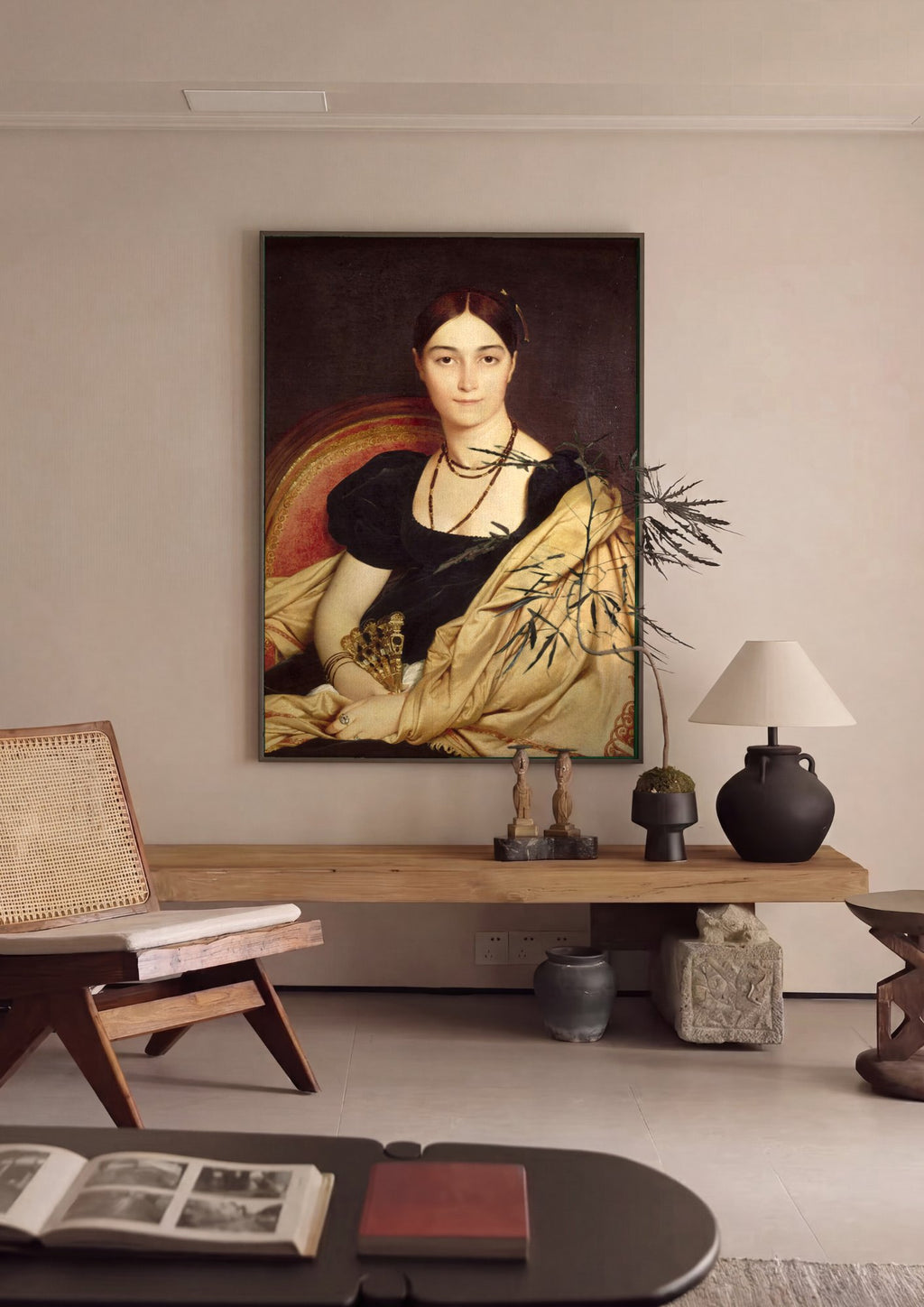 Quadro Decorativo Retrato de Mulher - Ingres em ambiente decorado