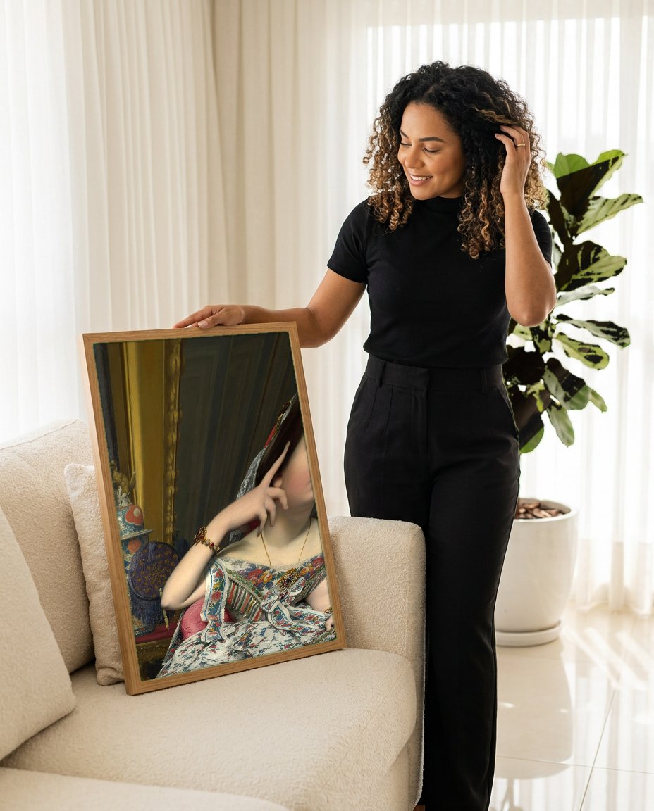Quadro Decorativo Madame Moitessier - Ingres com modelo em ambiente