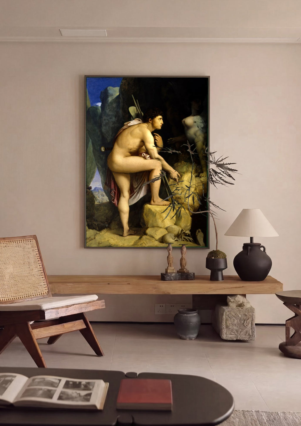 Quadro Decorativo Édipo e a Esfinge - Ingres em ambiente decorado