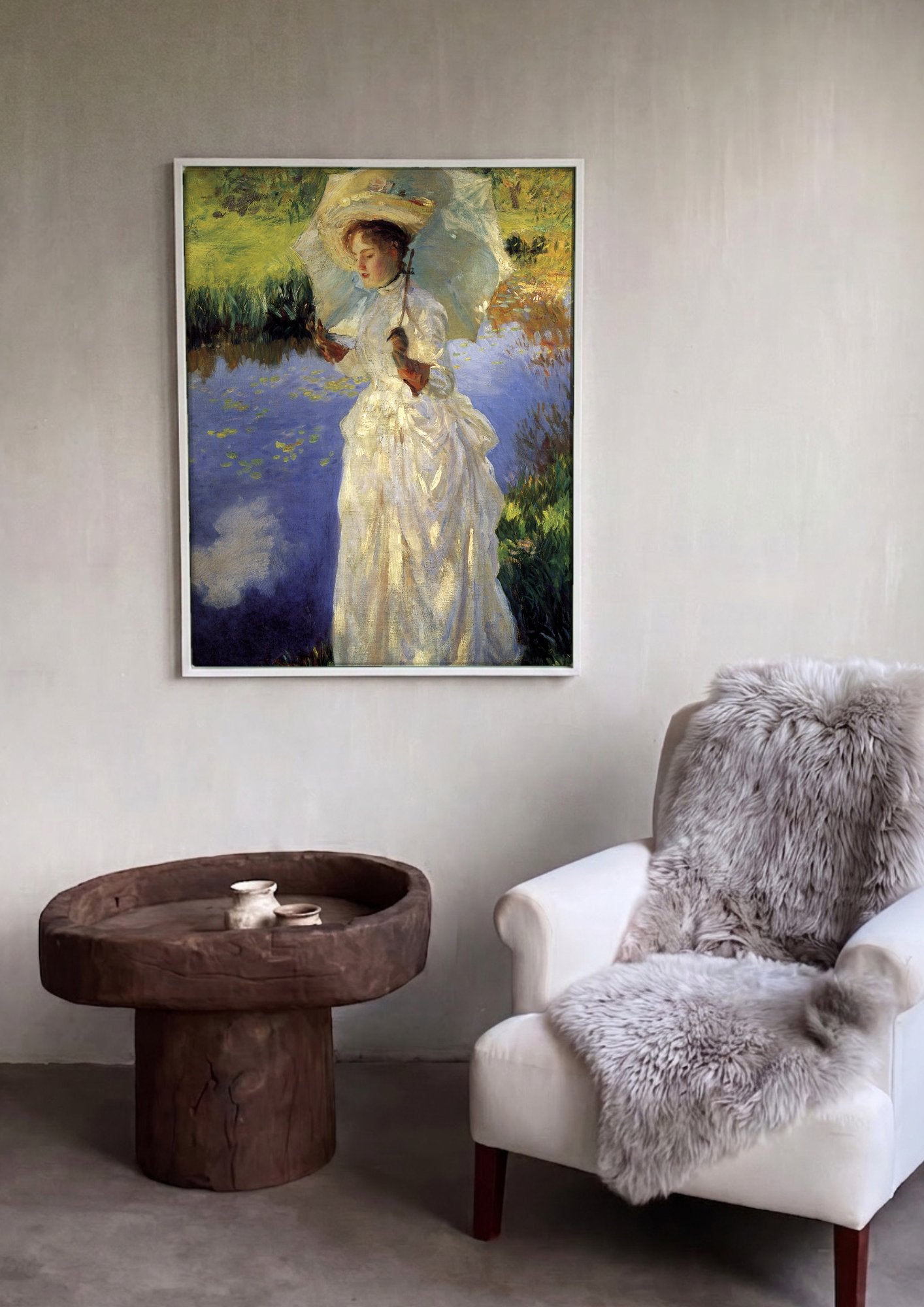 Quadro Decorativo Senhora com Sombrinha - John Singer Sargent em ambiente decorado