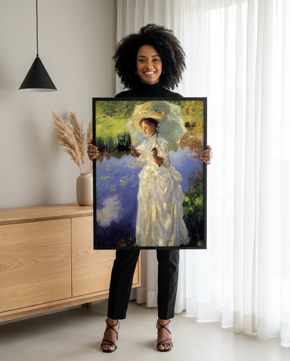 Quadro Decorativo Senhora com Sombrinha - John Singer Sargent com modelo em ambiente