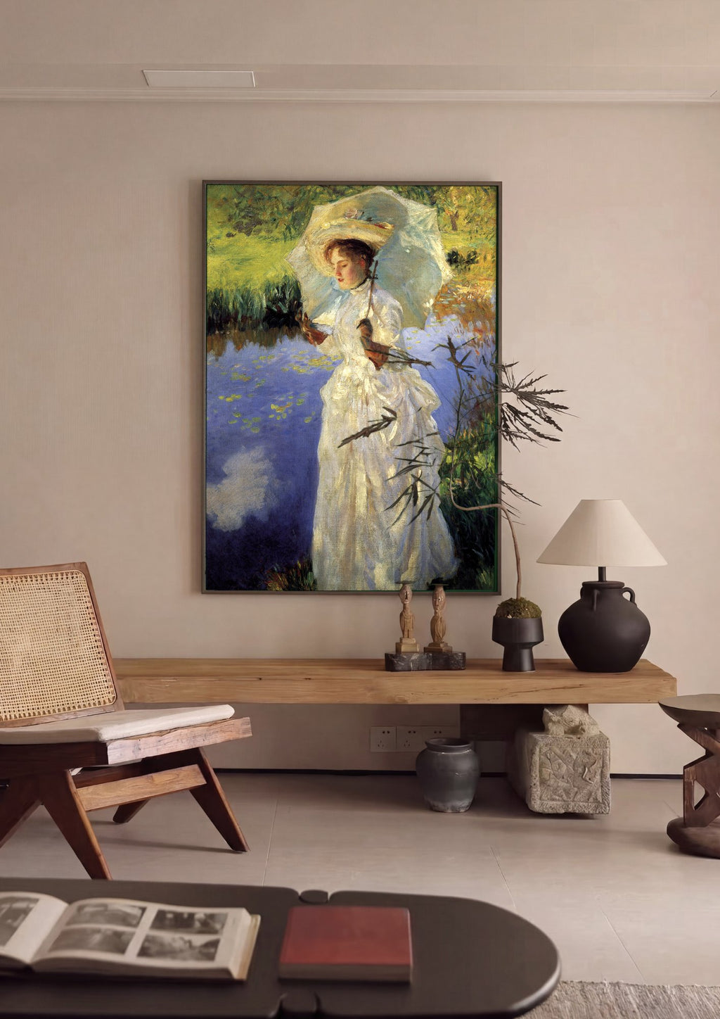 Quadro Decorativo Senhora com Sombrinha - John Singer Sargent em ambiente decorado