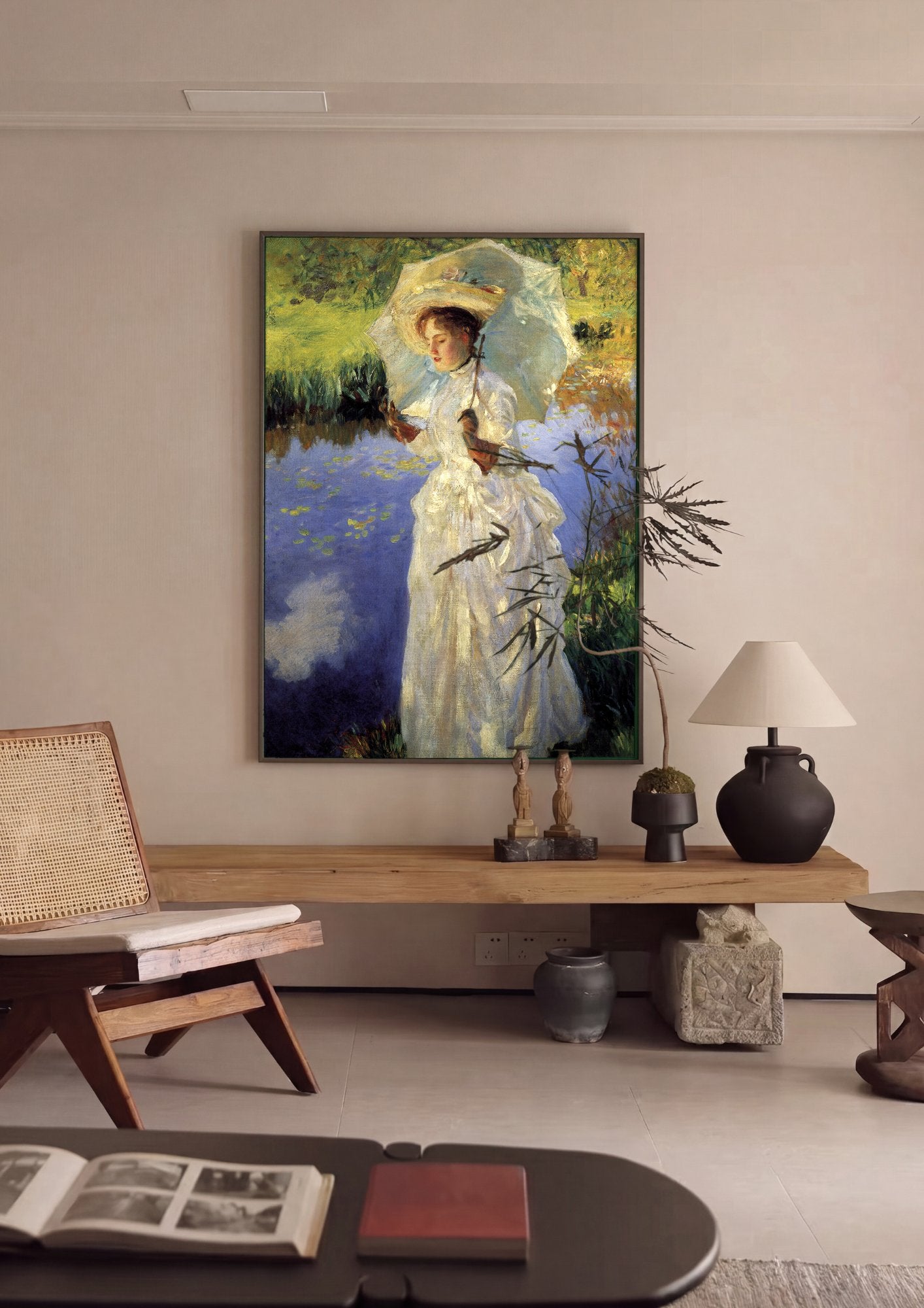 Quadro Decorativo Senhora com Sombrinha - John Singer Sargent em ambiente decorado