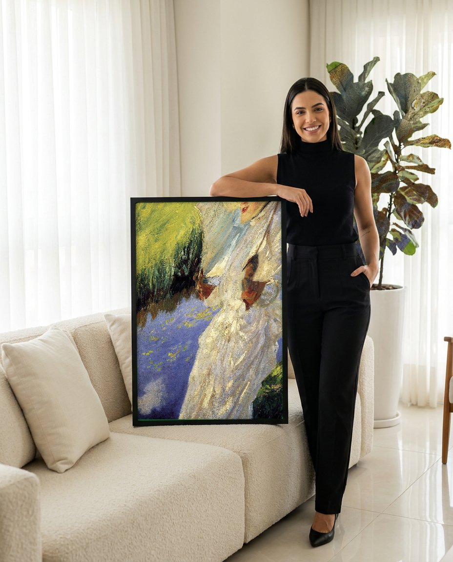 Quadro Decorativo Senhora com Sombrinha - John Singer Sargent com modelo em ambiente