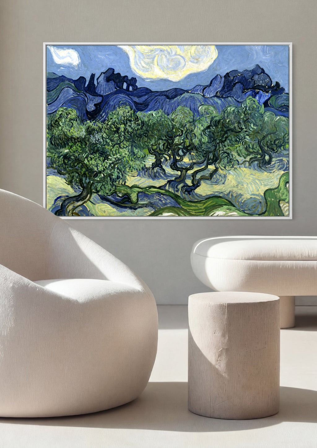 Quadro Decorativo Oliveiras com Montanhas - Van Gogh em ambiente decorado