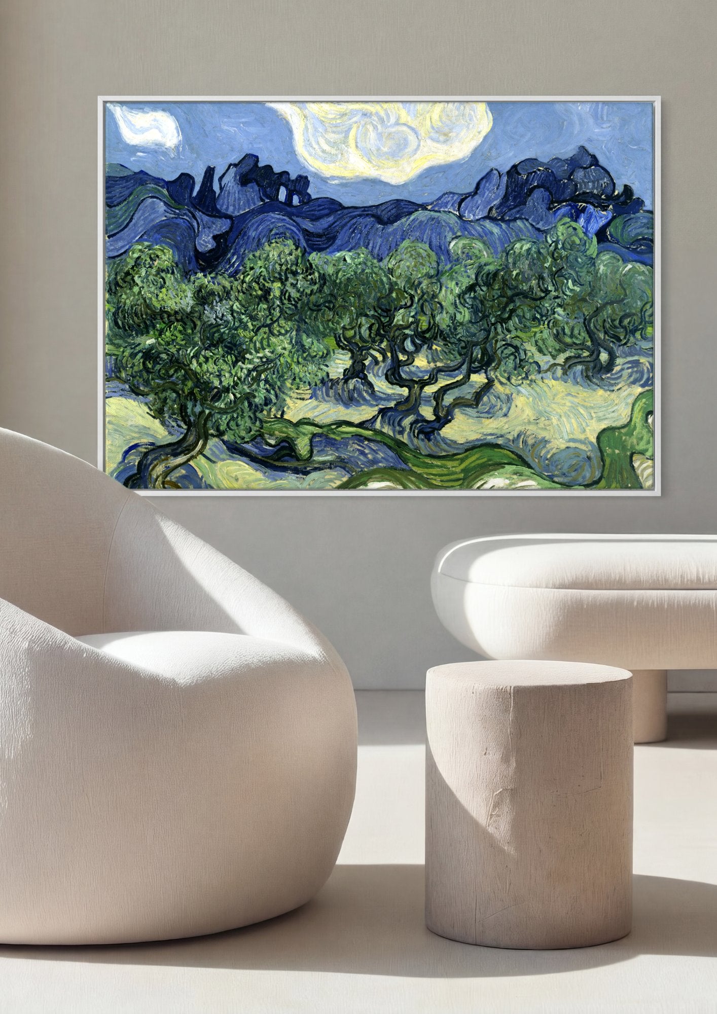 Quadro Decorativo Oliveiras com Montanhas - Van Gogh em ambiente decorado