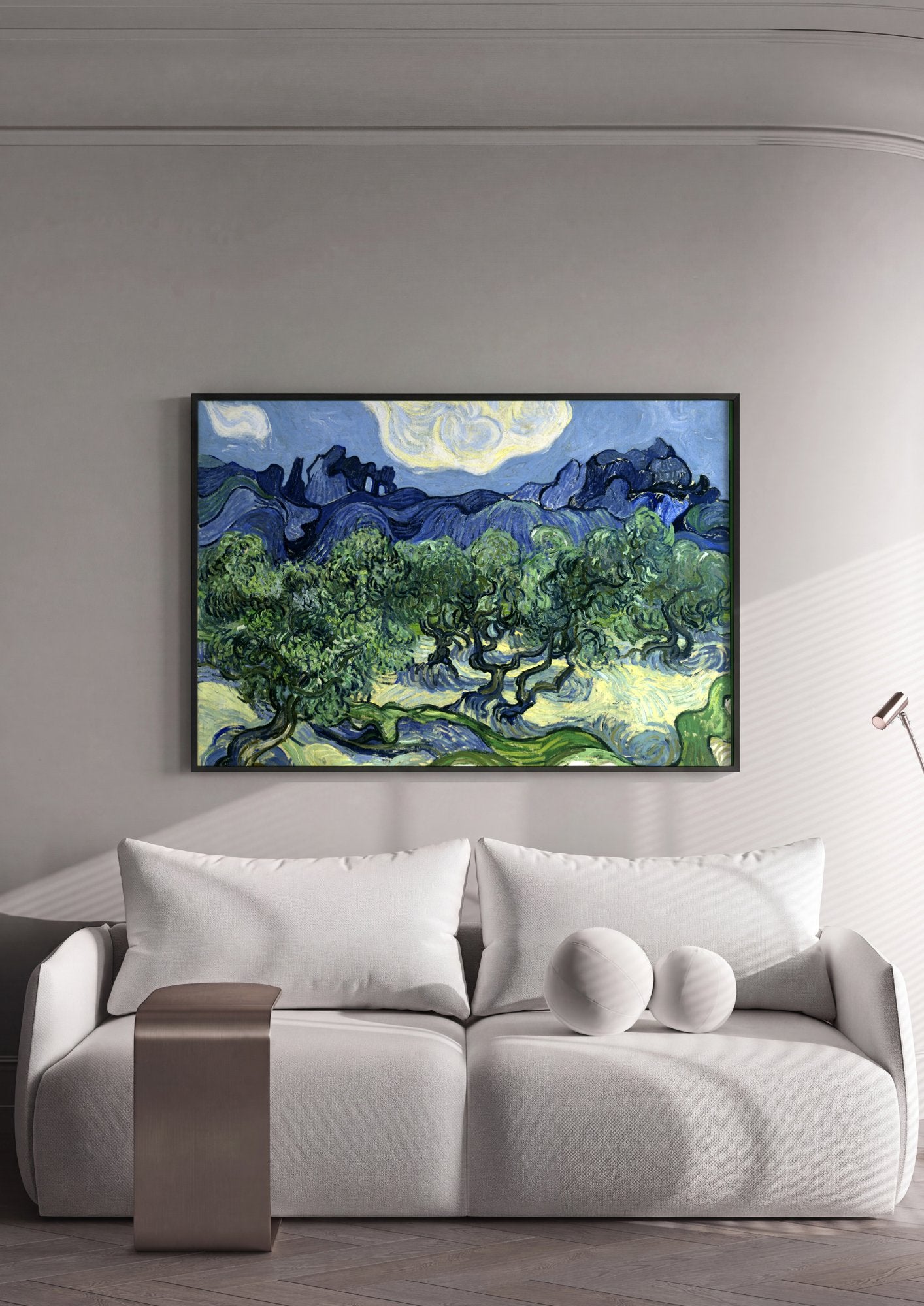 Quadro Decorativo Oliveiras com Montanhas - Van Gogh em ambiente decorado