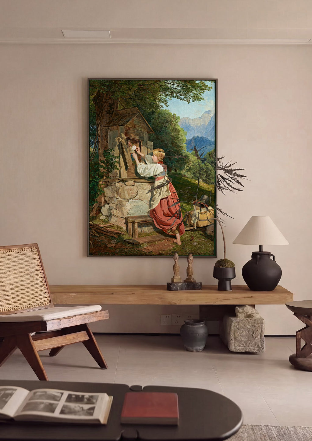 Quadro Decorativo A Menina e o Teatrinho de Marionetes - Waldmüller em ambiente decorado