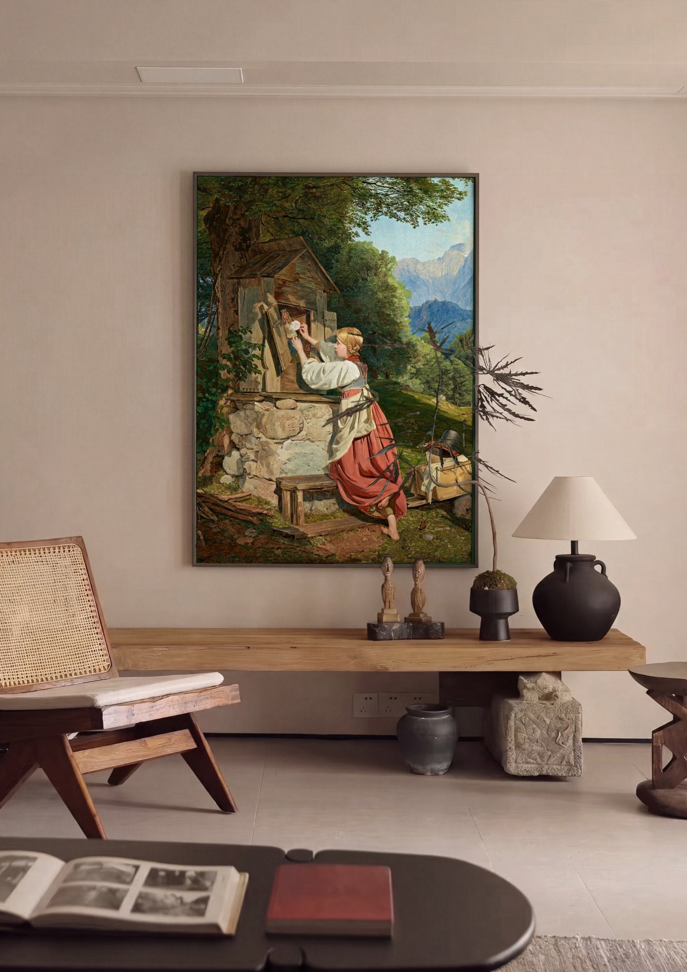 Quadro Decorativo A Menina e o Teatrinho de Marionetes - Waldmüller em ambiente decorado