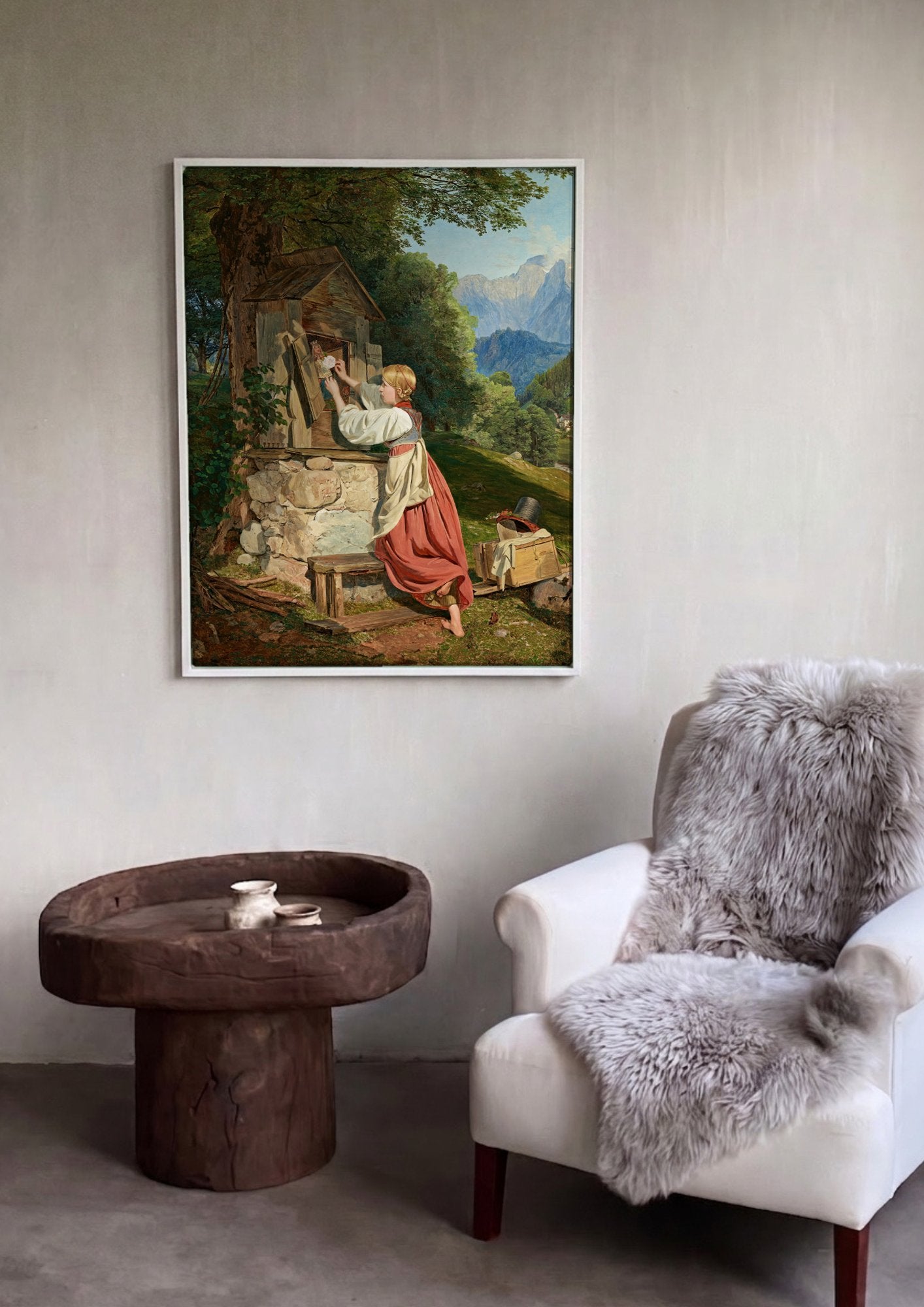 Quadro Decorativo A Menina e o Teatrinho de Marionetes - Waldmüller em ambiente decorado