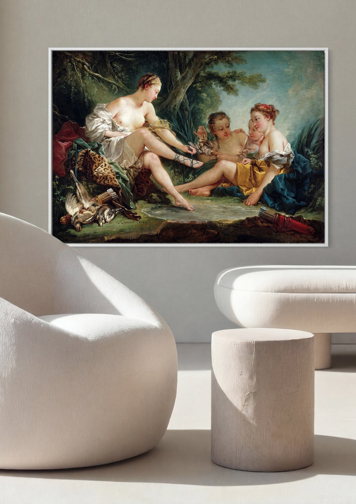 Quadro Decorativo Diana saindo do Banho - François Boucher em ambiente decorado