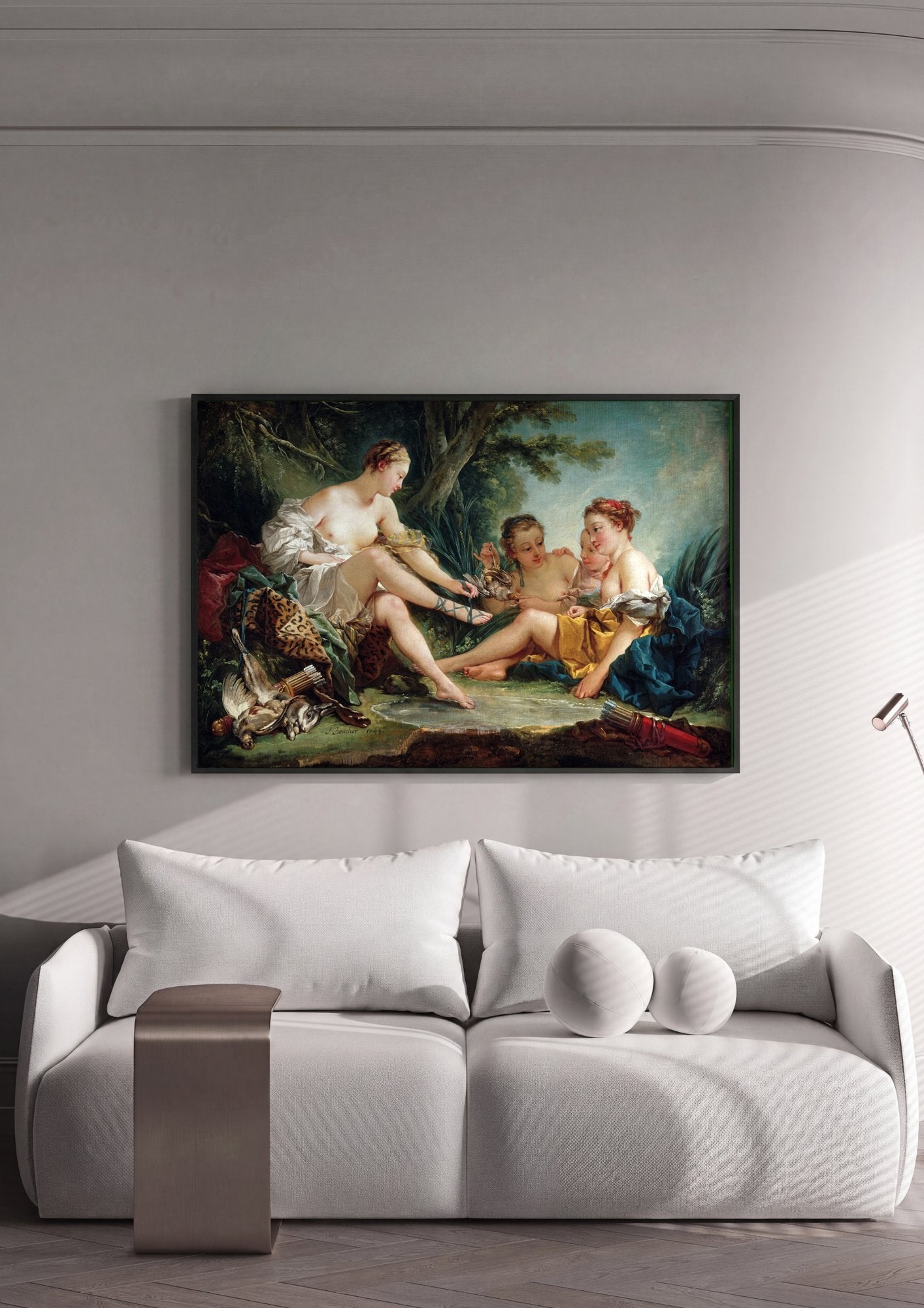 Quadro Decorativo Diana saindo do Banho - François Boucher em ambiente decorado