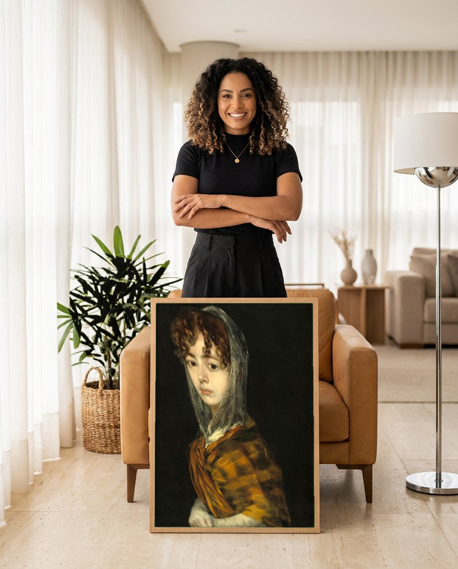 Quadro Decorativo Retrato de Jovem Senhora – Goya com modelo em ambiente