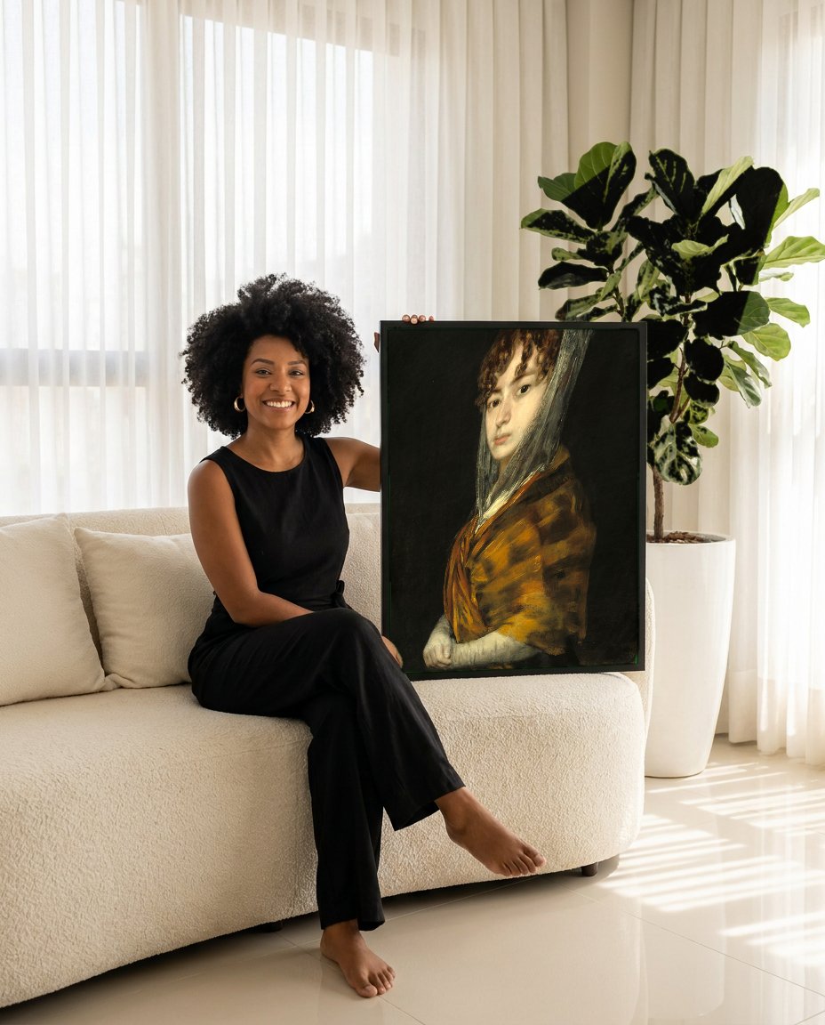 Quadro Decorativo Retrato de Jovem Senhora – Goya com modelo em ambiente