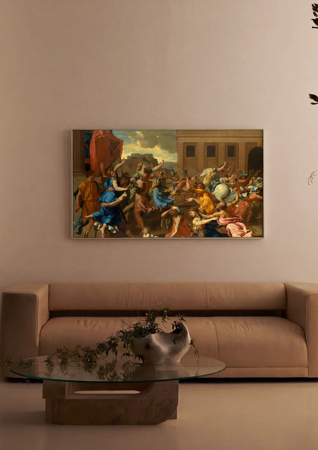 Quadro Decorativo O Rapto das Sabinas - Nicolas Poussin em ambiente decorado