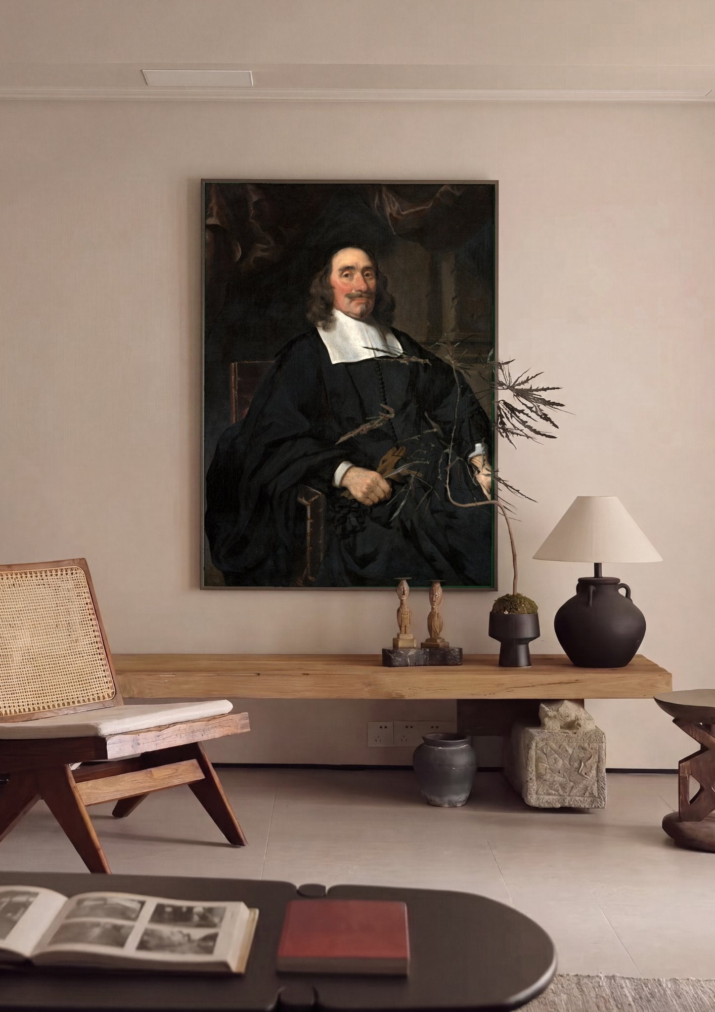 Quadro Decorativo Retrato de um Homem - Nicolaes Maes em ambiente decorado