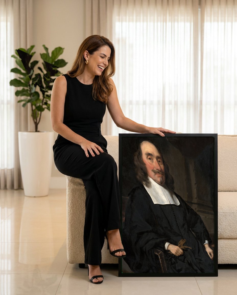 Quadro Decorativo Retrato de um Homem - Nicolaes Maes com modelo em ambiente