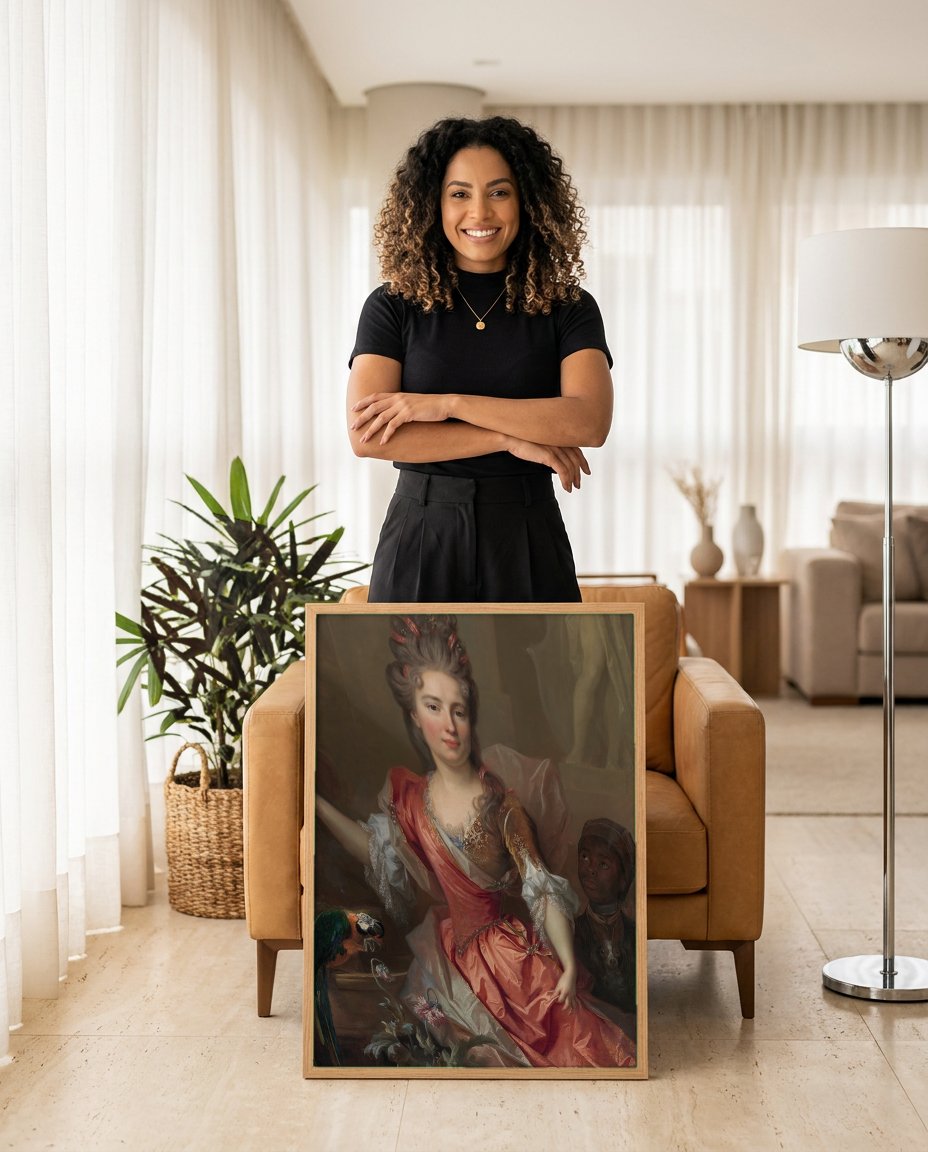 Quadro Decorativo Retrato de Senhora - Nicolas de Largillière com modelo em ambiente