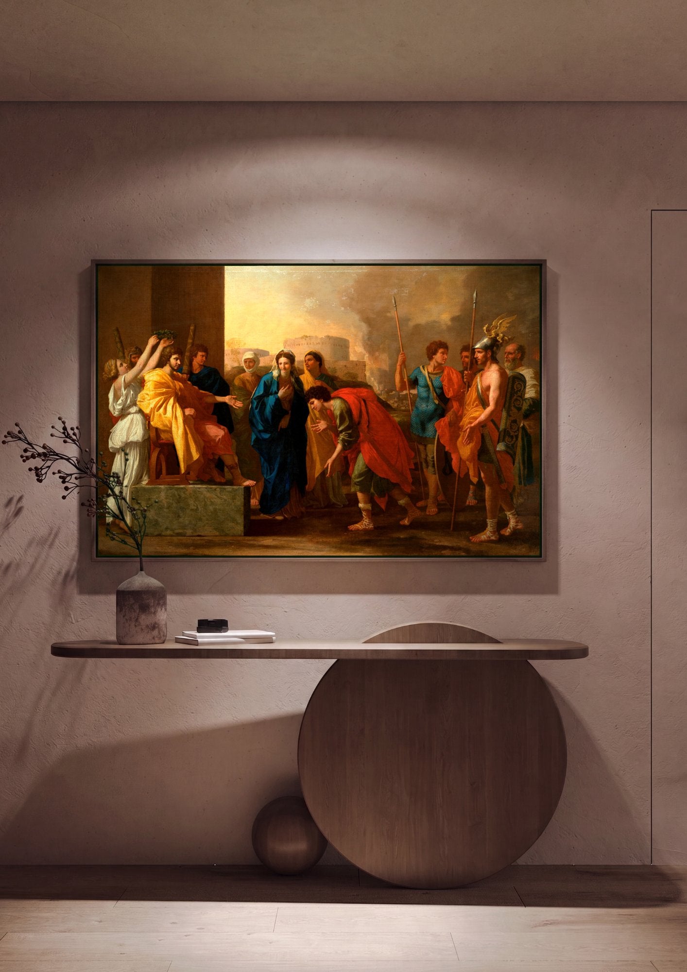 Quadro Decorativo A Oferta a Júpiter - Nicolas Poussin em ambiente decorado