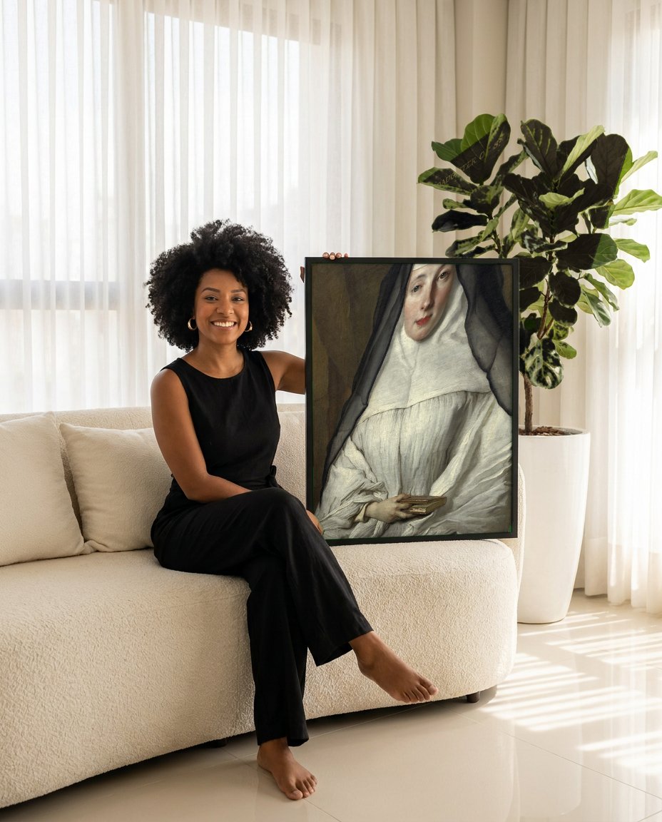Quadro Decorativo Retrato de Senhora - Nicolas de Largillière com modelo em ambiente
